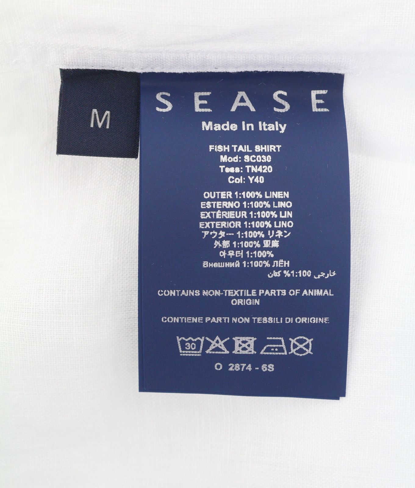 SEASE TN420 FISH TAIL M White Linen Button-Up 90613 Size US M / EU 48-50 / 2 - 7 Thumbnail