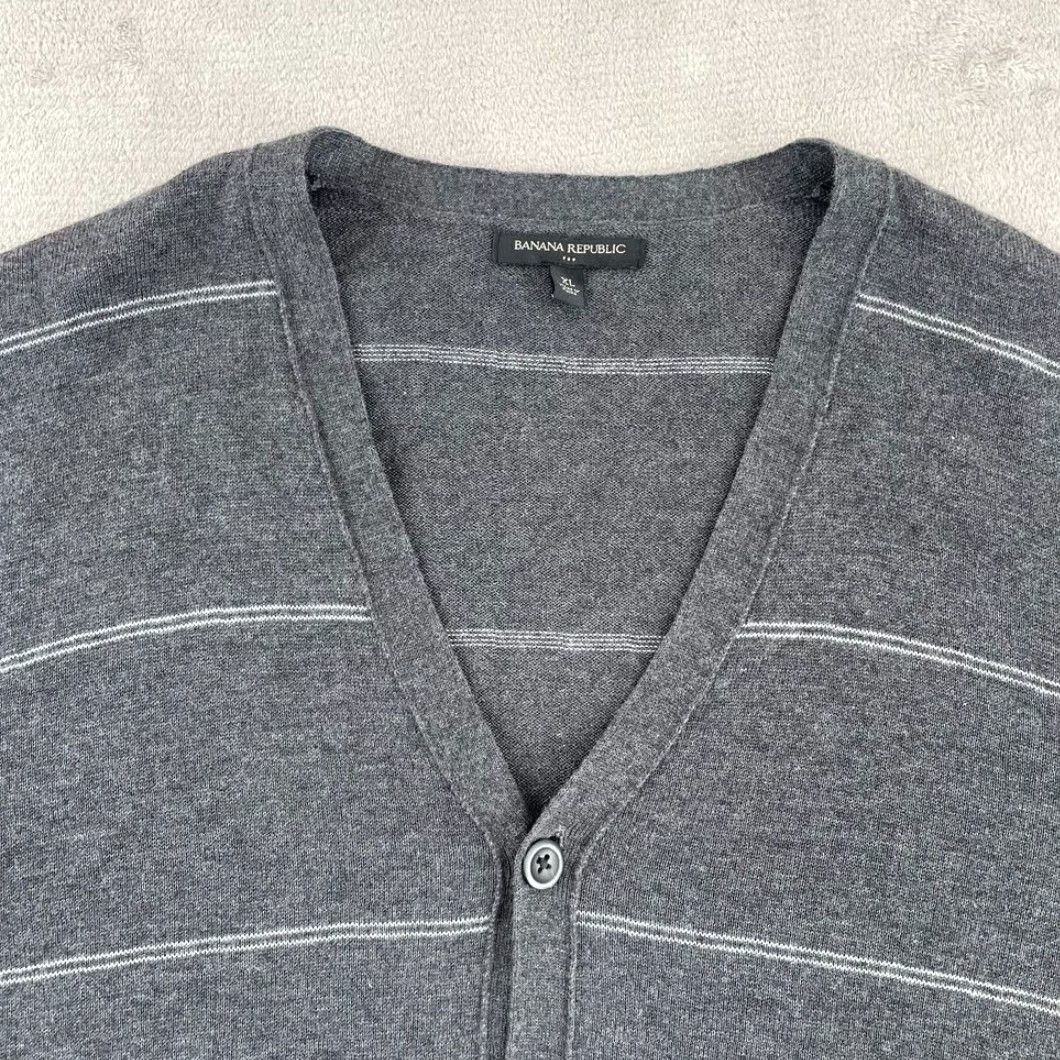 Banana Republic VINTAGE Banana Republic Cardigan Sweater Men XL Gray Striped Preppy NWOT Size US XL / EU 56 / 4 - 3 Thumbnail