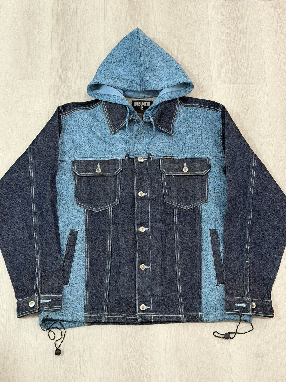 Vintage Vintage 2000s WEBUNLTD Denim/Sweat Switching Jacket XL Y2K Size US XL / EU 56 / 4 - 1 Thumbnail