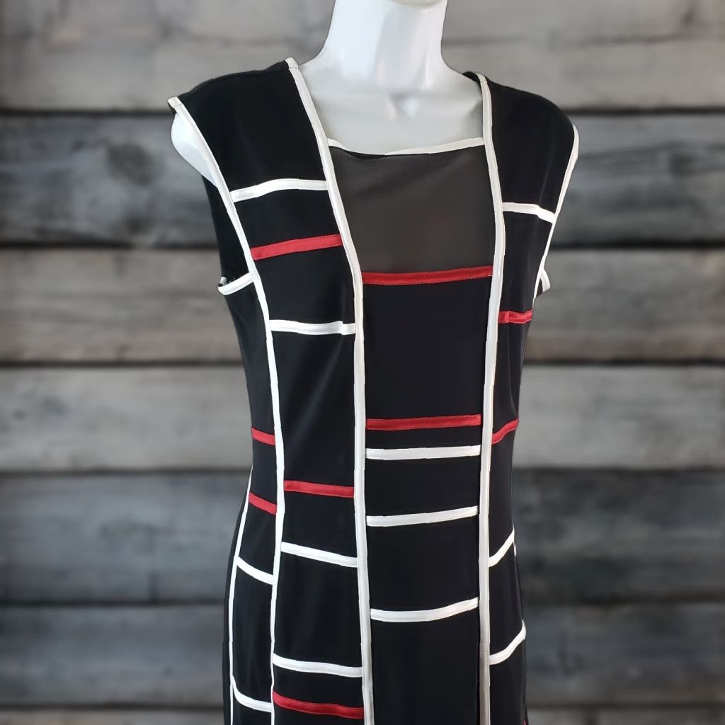 Joseph Ribkoff Joseph Ribkoff Couture Dress Womens Sz 6 Black Red Sleeveless Size M / US 6-8 / IT 42-44 - 1 Thumbnail