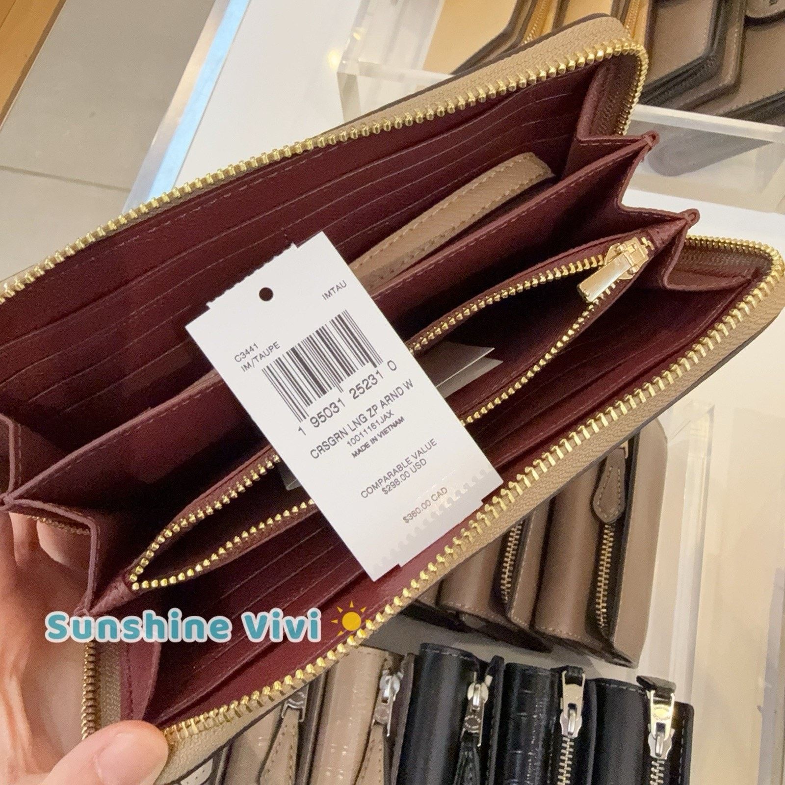 Coach NWT Coach C3441 Long Zip Around Wallet Wristlet Taupe Size ONE SIZE - 6 Thumbnail