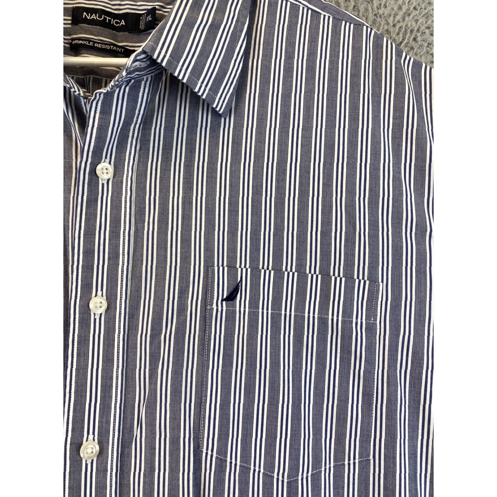 Nautica NAUTICA Men's Long Sleeve Striped Button-Up Shirt 2XL Blue Regular Fit 100% Cotton Model 75-37 Size US XXL / EU 58 / 5 - 2 Thumbnail