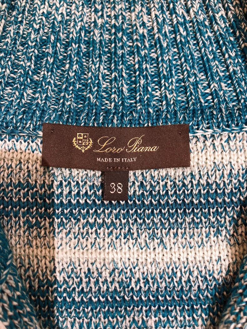 Loro Piana LORO PIANA Blue and white gradient stripes stand collar kn Size M / US 6-8 / IT 42-44 - 7 Thumbnail