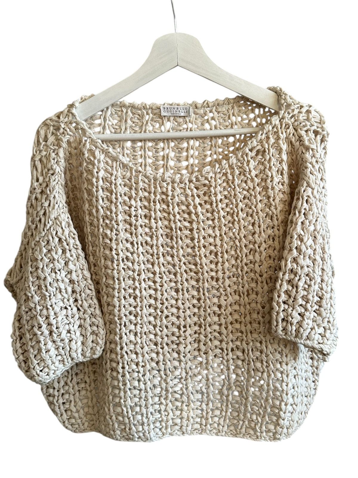 Brunello Cucinelli Luxury designer quality short sleeve crochet sweater Size M / US 6-8 / IT 42-44 - 7 Thumbnail