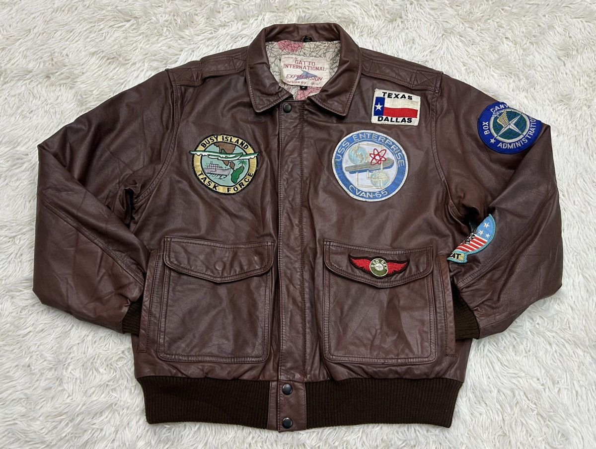 Genuine Leather × Vintage Gatto International Cow-Hide Leather Jacket Size US M / EU 48-50 / 2 - 3 Thumbnail