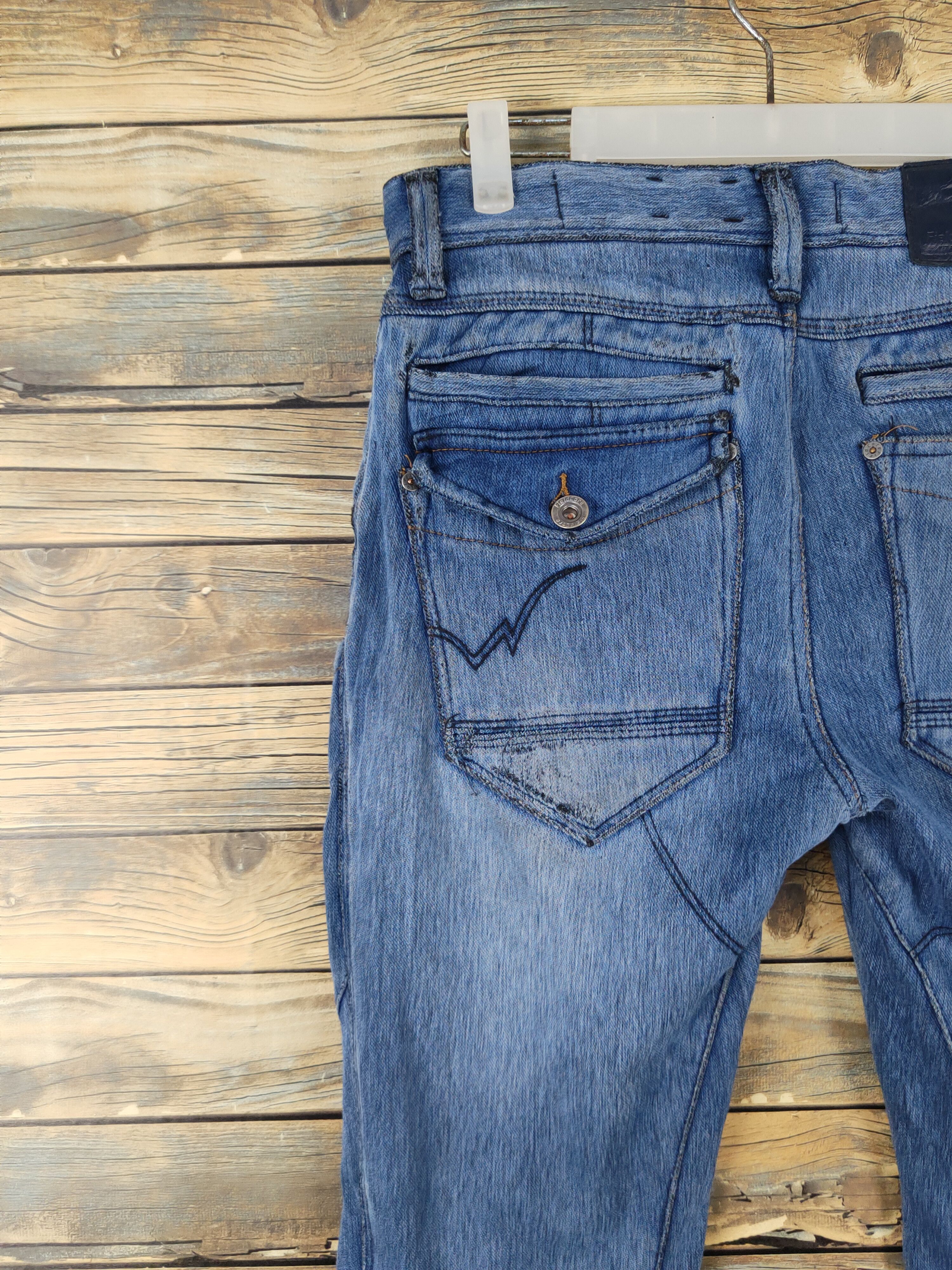 Japanese Brand FieldCore Dark Blue Distressed Ripped Jeans #W1957 Size US 31 - 8 Thumbnail