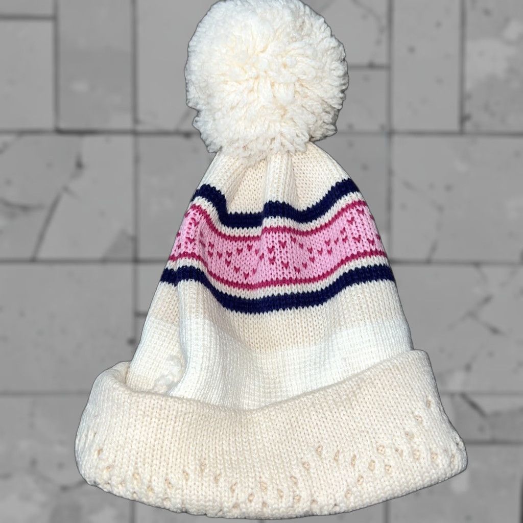 Vintage VTG Wigwam Made In USA Womens Beanie Pom Pom Hat Hat Beanie Womens One Size USA Theme Winter Accessories Size ONE SIZE - 1 Thumbnail