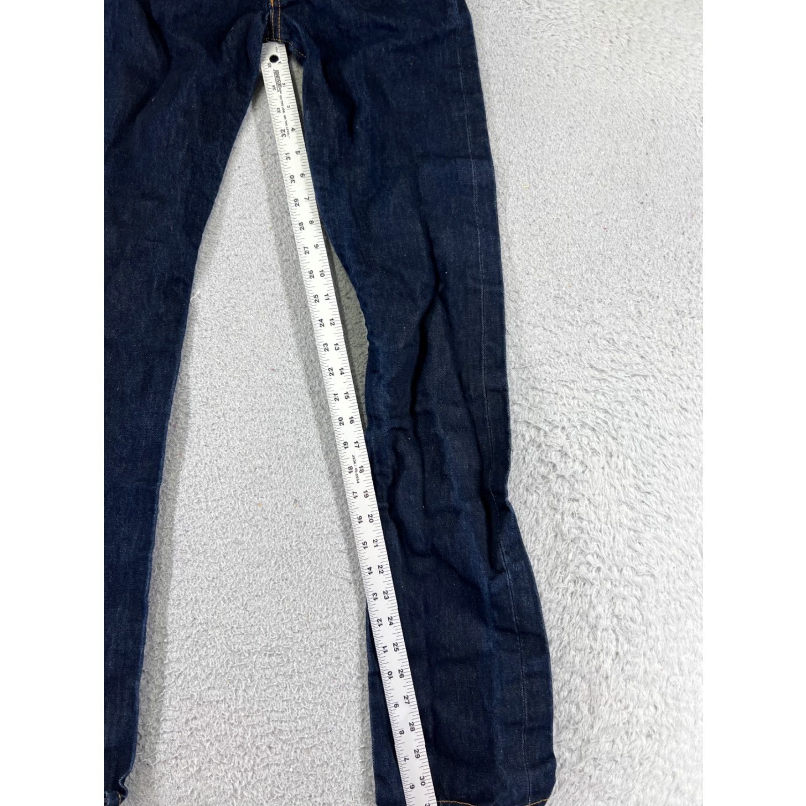 Vintage Nine Planet Women's Blue Denim Jeans Fold-Over Waist Straight Leg Dark Wash 22x31 Size 25" / US 0 / IT 36 - 7 Thumbnail