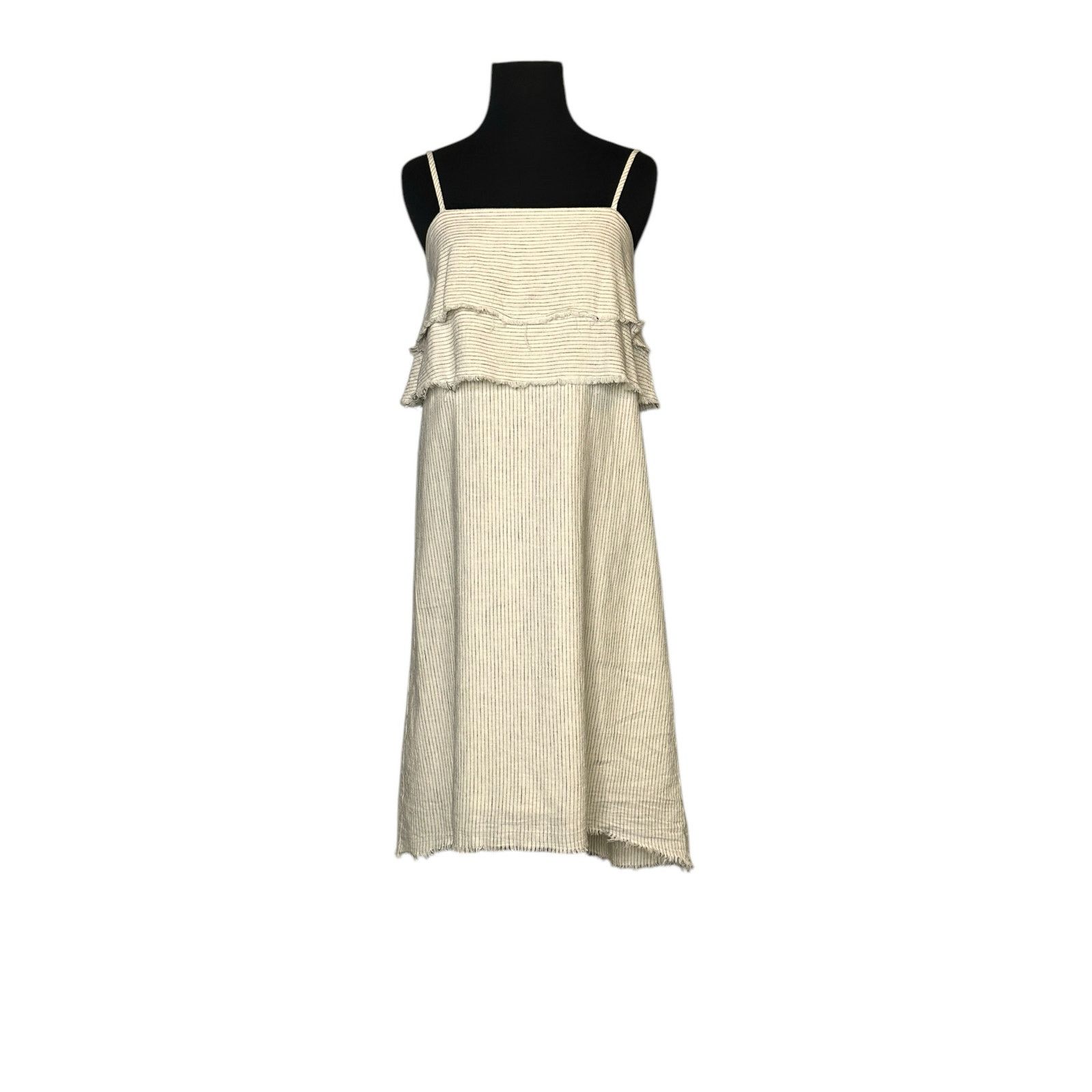 Zara ZARA Rustic Cream Pinstripe Linen Cami Dress size XS Size XS / US 0-2 / IT 36-38 - 8 Thumbnail