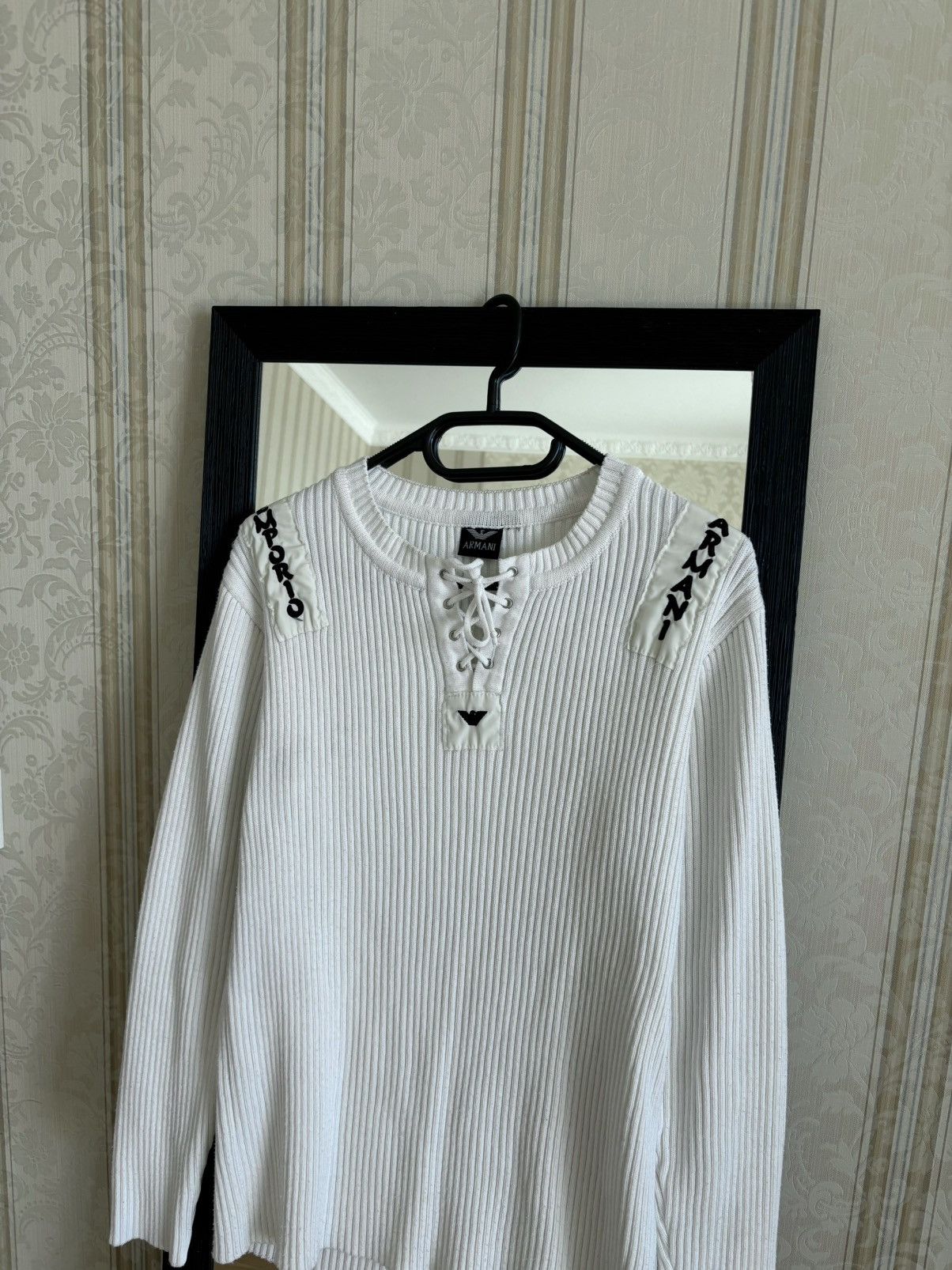 Pre-owned Avant Garde Y2k Japanese Sweater Avantgarde Armani Emporio In White