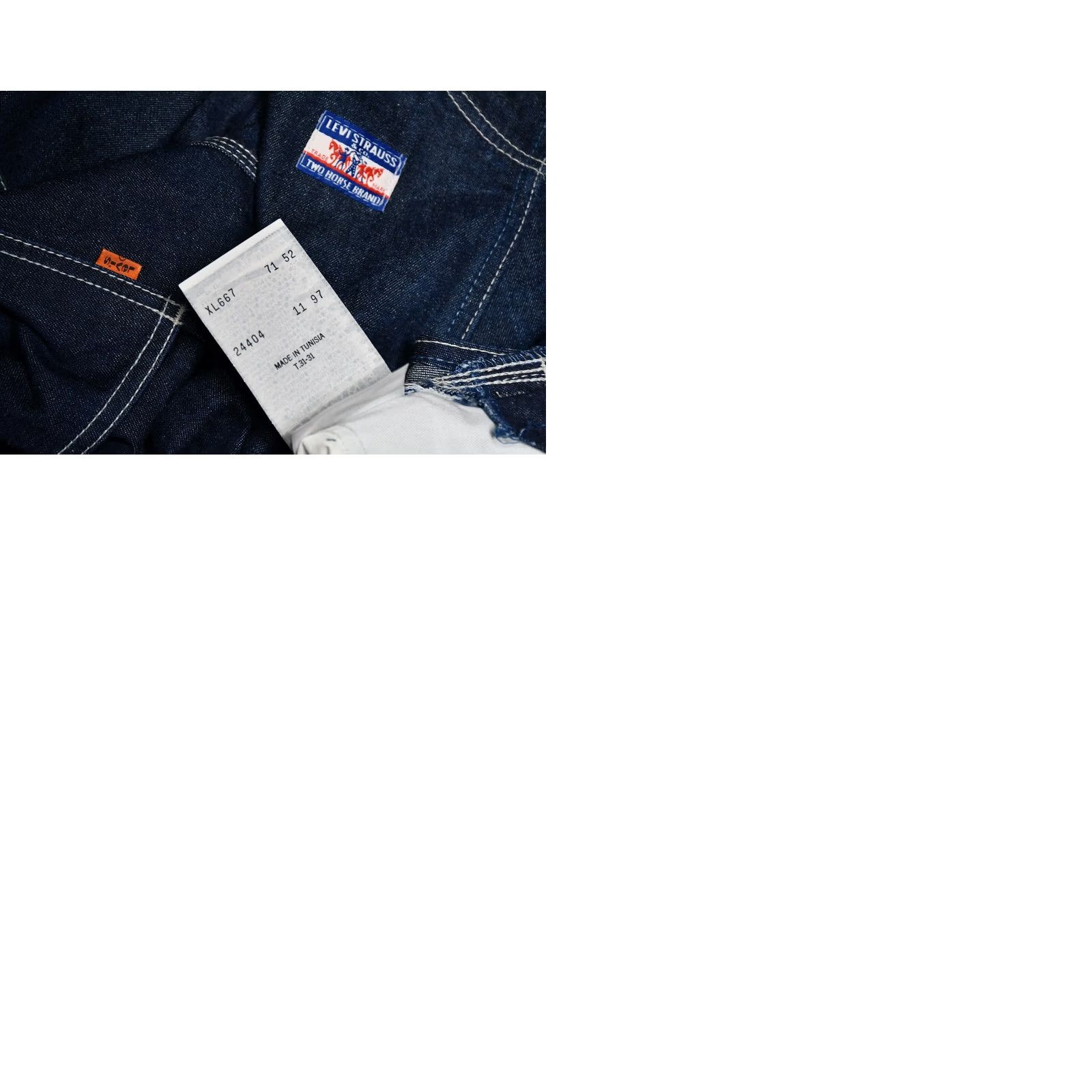 Levi's VINTAGE Levi’s 667 Orange Tab Overalls Denim Bib Jeans Men XL Blue Cotton Denim Straight Jeans Mens XL Blue 90s Size US 36 / EU 52 - 9 Thumbnail