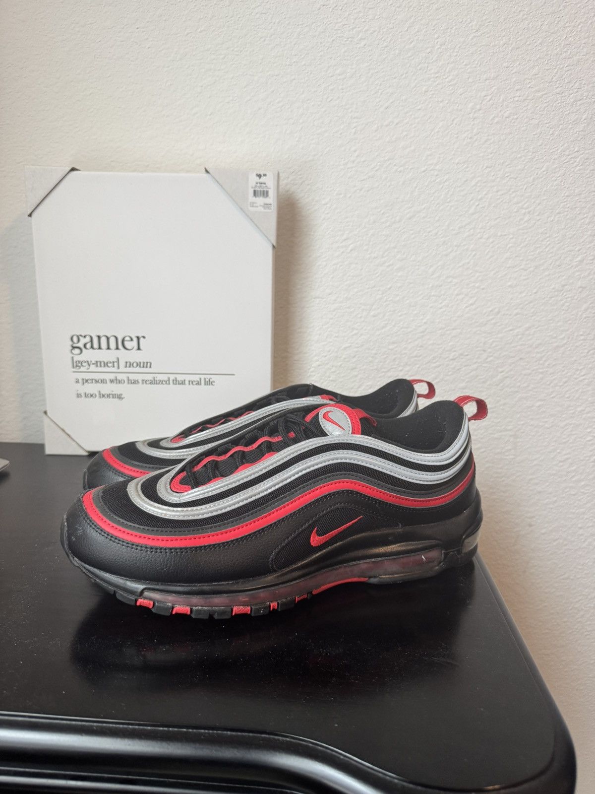 Nike Nike Air Max 97 Black Red Silver Size US 12 / EU 45 - 1 Thumbnail