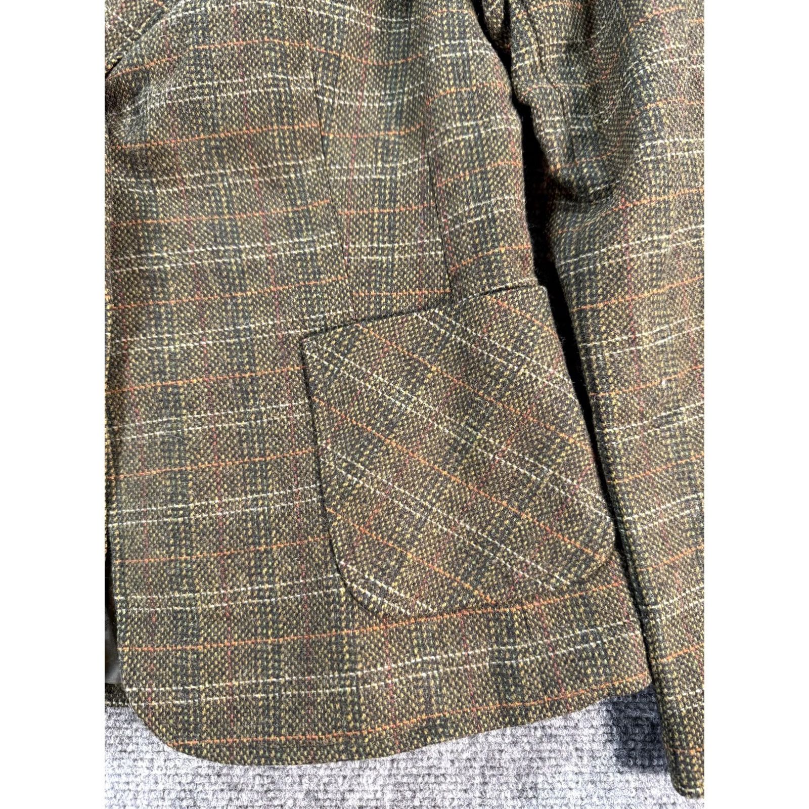 Vintage Halogen Blazer Womens Small Brown Green Plaid Tweed Wool Look Jacket Lined Size S / US 4 / IT 40 - 5 Thumbnail