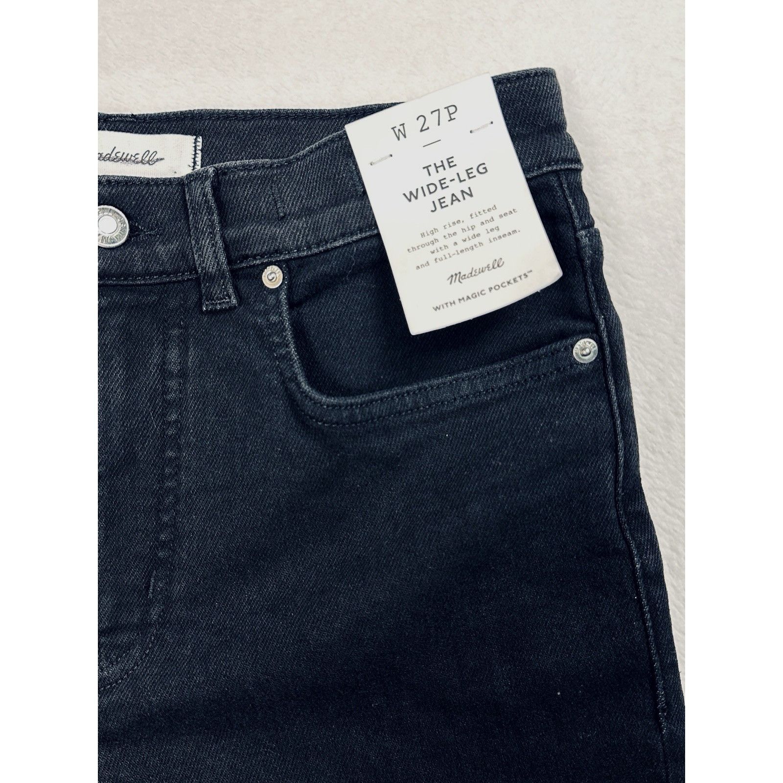 Madewell Madewell The Wide-Leg Jean Black Petite 27P High Rise Size 27" / US 4 / IT 40 - 4 Thumbnail