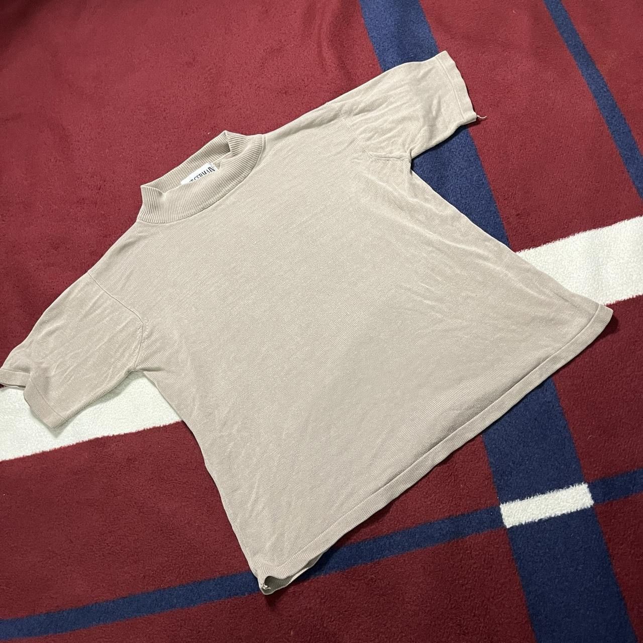 Vintage Vintage Saint Germain 2-Ply Silk Knit Top Beige Mock Neck Size M / US 6-8 / IT 42-44 - 1 Thumbnail