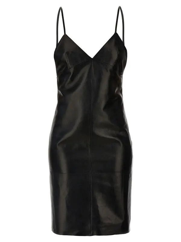 Saint Laurent Paris o1bcso1str1125 Backless Slip Dress In Lambskin in Black Size XS / US 0-2 / IT 36-38 - 1 Thumbnail