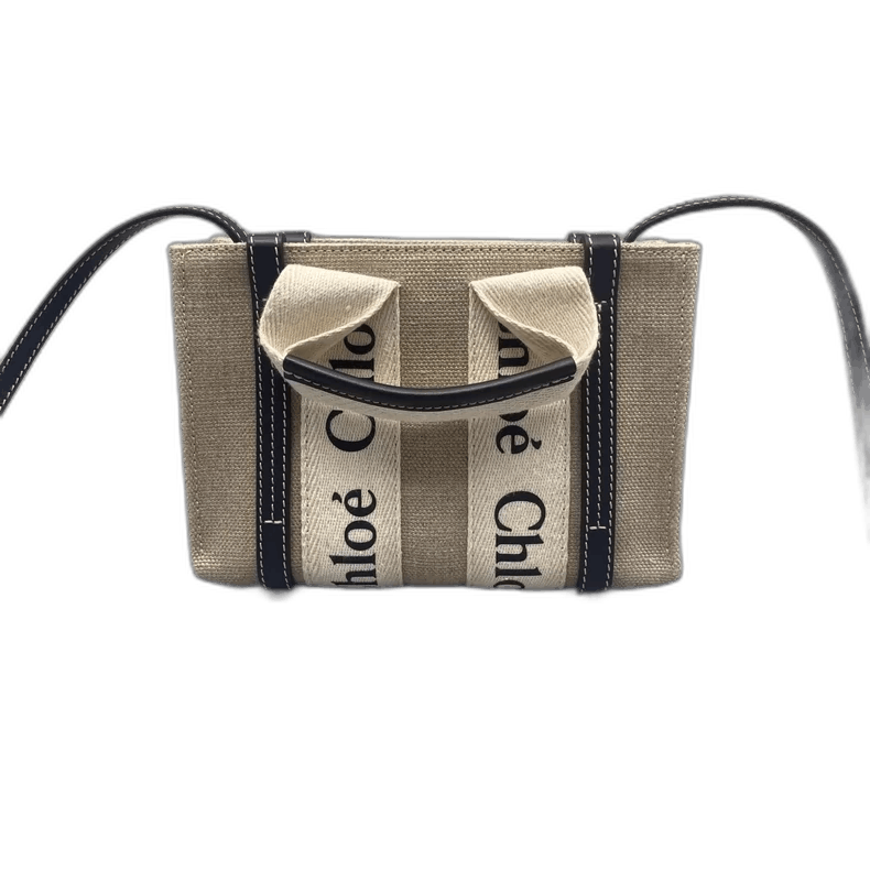 Chloe Classic Mini Woody Canvas Tote Bag in Beige, Men's