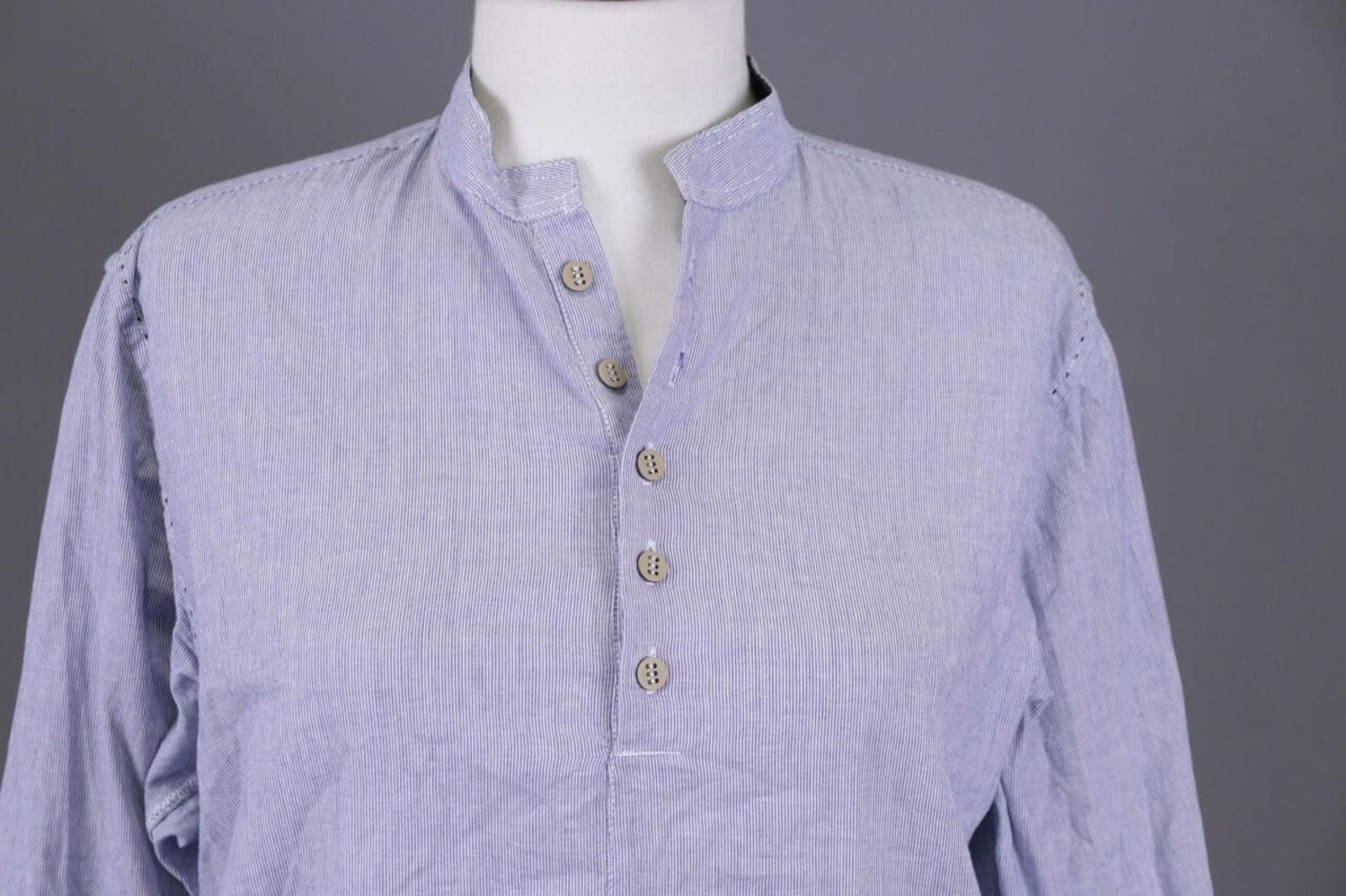Desigual Desigual Blue Pritned Band Collar Henley Shirt Size M Size US M / EU 48-50 / 2 - 3 Thumbnail