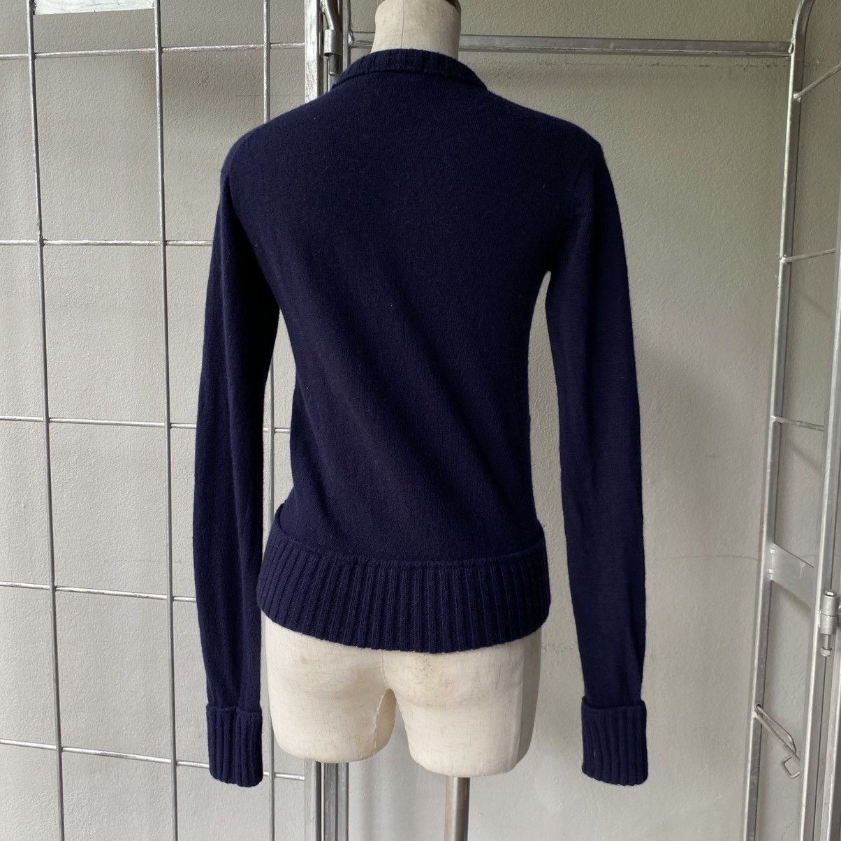 Japanese Brand A/T Navy Blue Sweater with Plaid Ruffle Front Size S / US 4 / IT 40 - 16 Thumbnail