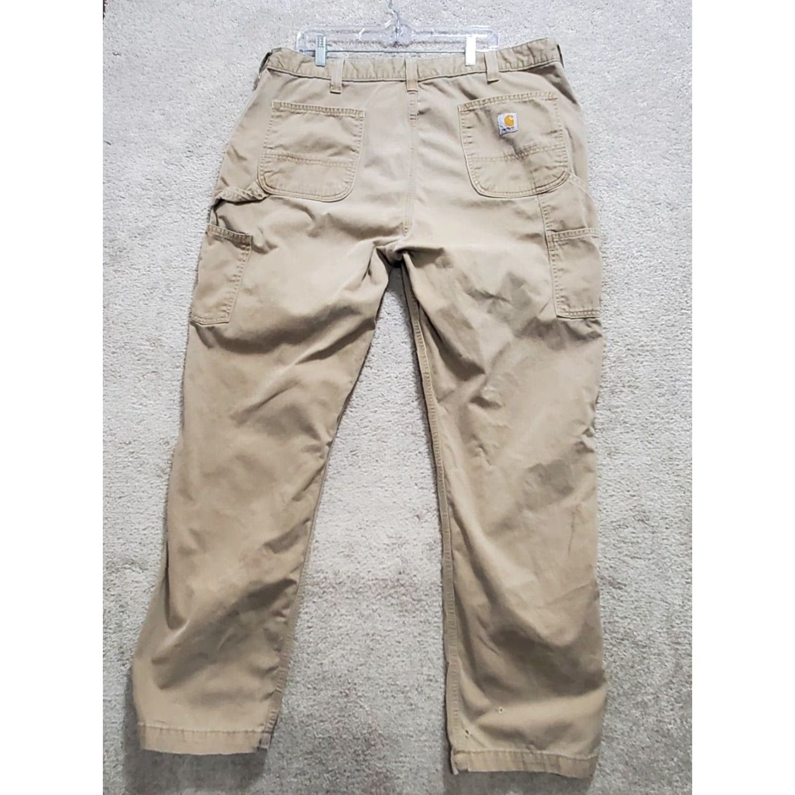 Carhartt Work Pants Mens 40 x 34 Khaki 100% Cotton Relaxed Fit Pockets Vintage? No.