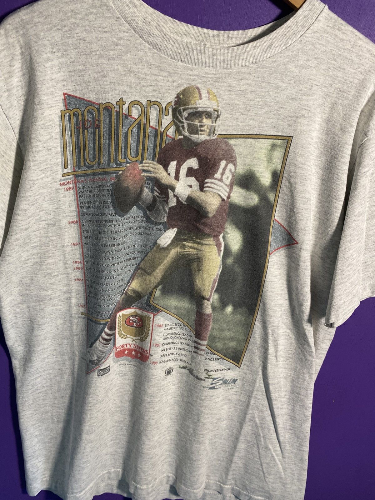 Salem Sportswear Vintage 90s Salem Joe Montana 49ers player tee Size US L / EU 52-54 / 3 - 3 Thumbnail