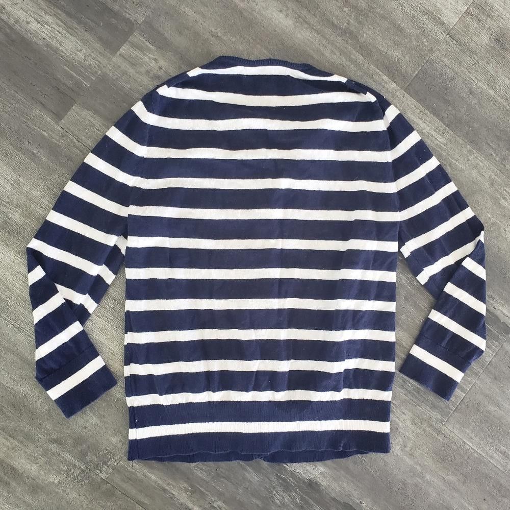 Banana Republic Navy White Striped BR Button Down Cardigan Size XS / US 0-2 / IT 36-38 - 2 Thumbnail