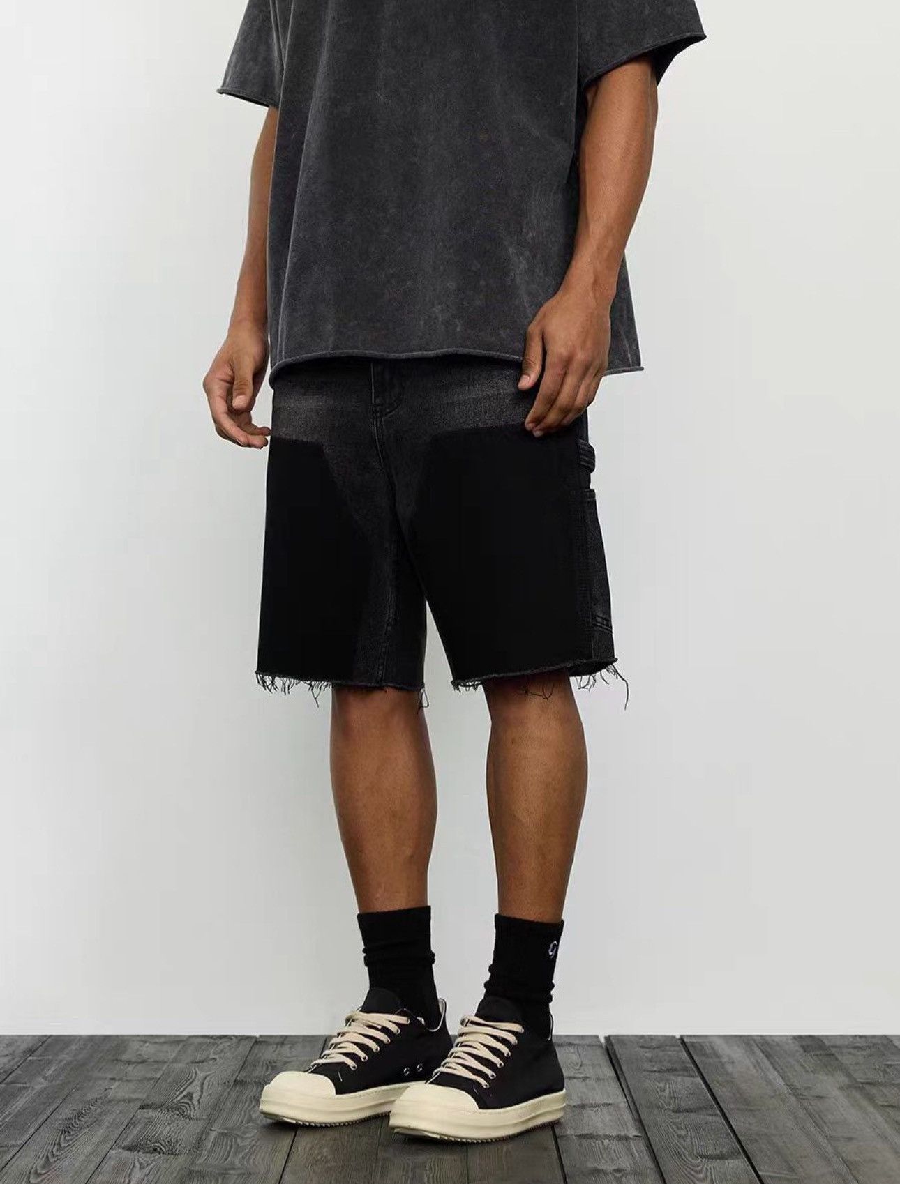 Japanese Brand High street patchwork raw edge logging denim shorts Size US 34 / EU 50 - 1 Thumbnail