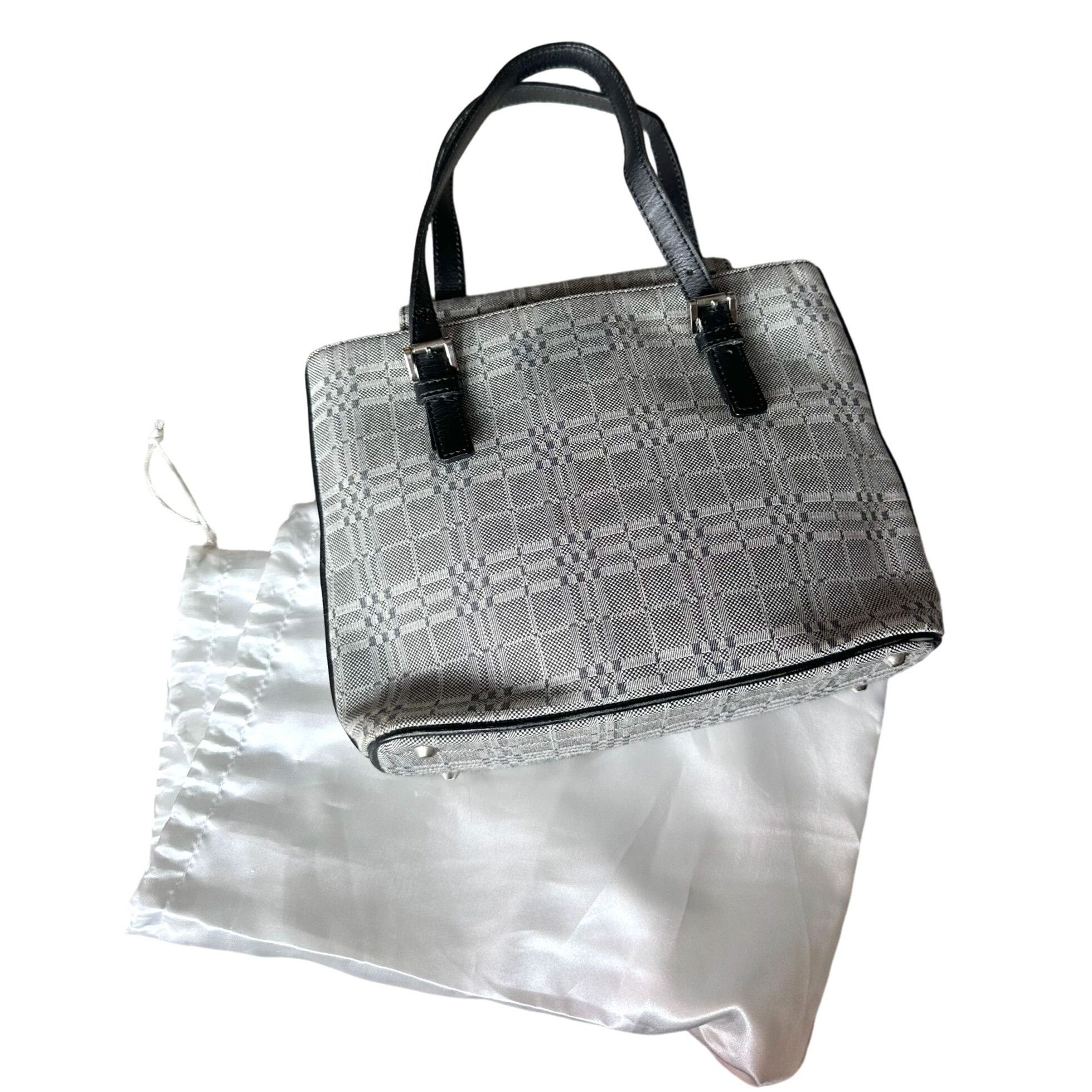 Burberry Burberry Gray Nova Check Satchel/ Tote with Black Leather B Size ONE SIZE - 5 Thumbnail