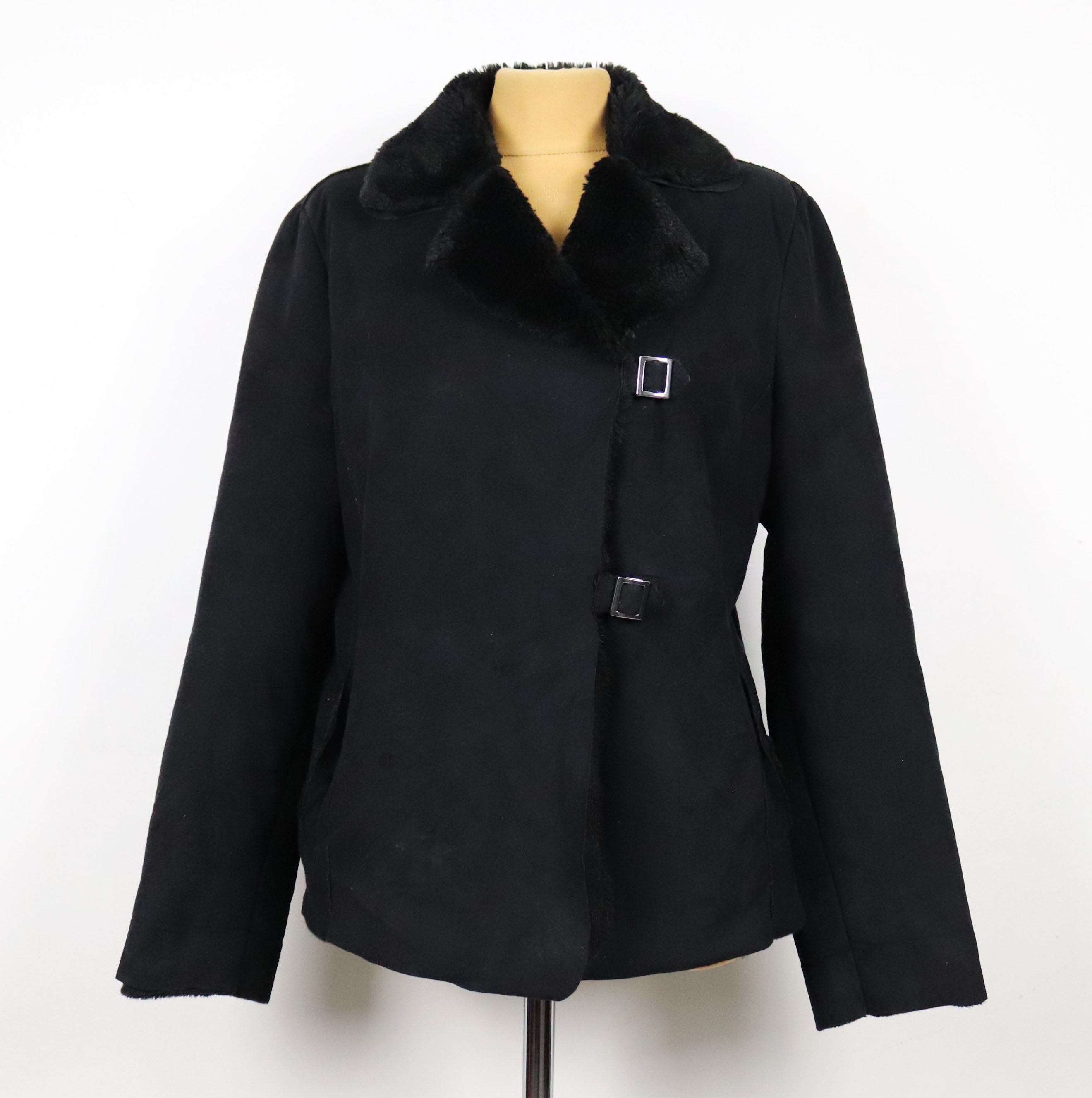 image of Armani Women's Black Faux Sheepskin Jacket ! (Size Large)