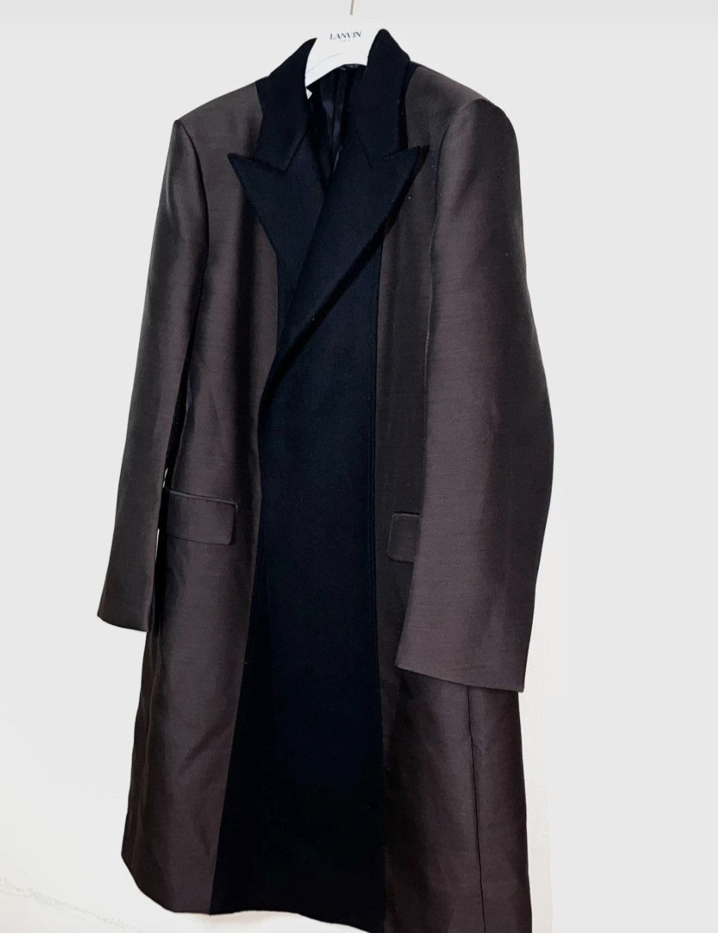 Lanvin Rare runway Lanvin coat in espresso/black bi-material Size US L / EU 52-54 / 3 - 2 Thumbnail