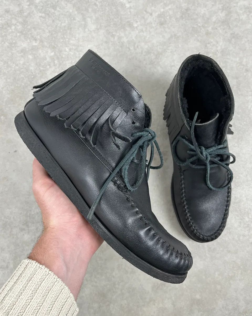 Saint Laurent Paris Yves Saint Laurent Black Leather Fringed Boots Size US 11 / EU 44 - 1 Thumbnail