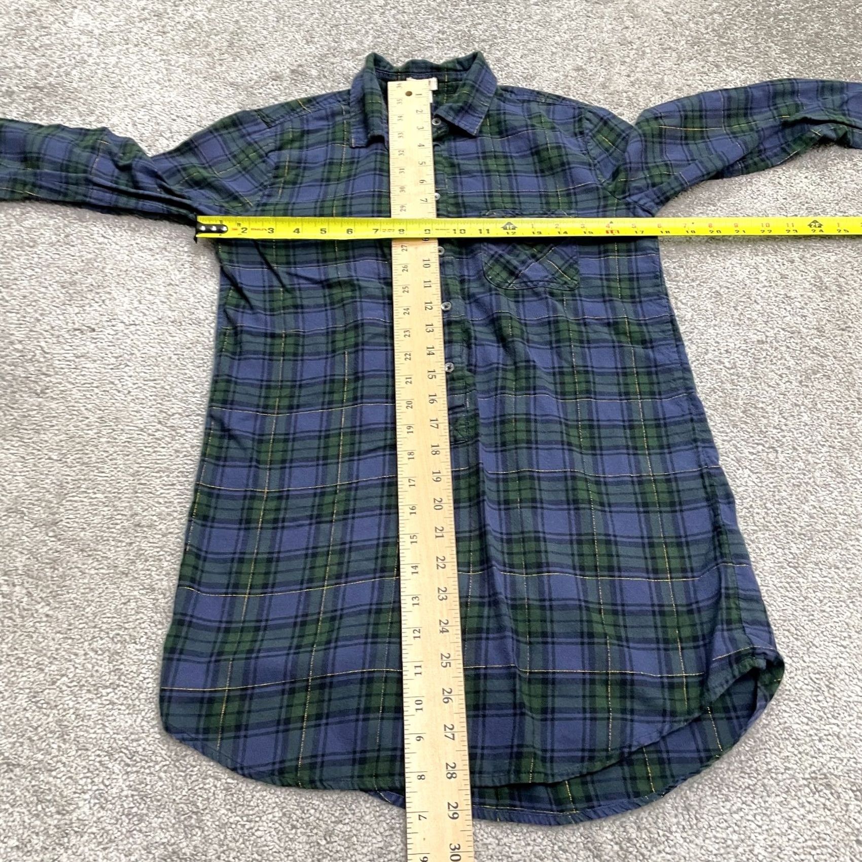 J.Crew J.Crew Flannel Tunic Shirt Womens XXS Blue Green Plaid Cotton Casual Popover Top Size XXS / US 00 / IT 34 - 7 Thumbnail