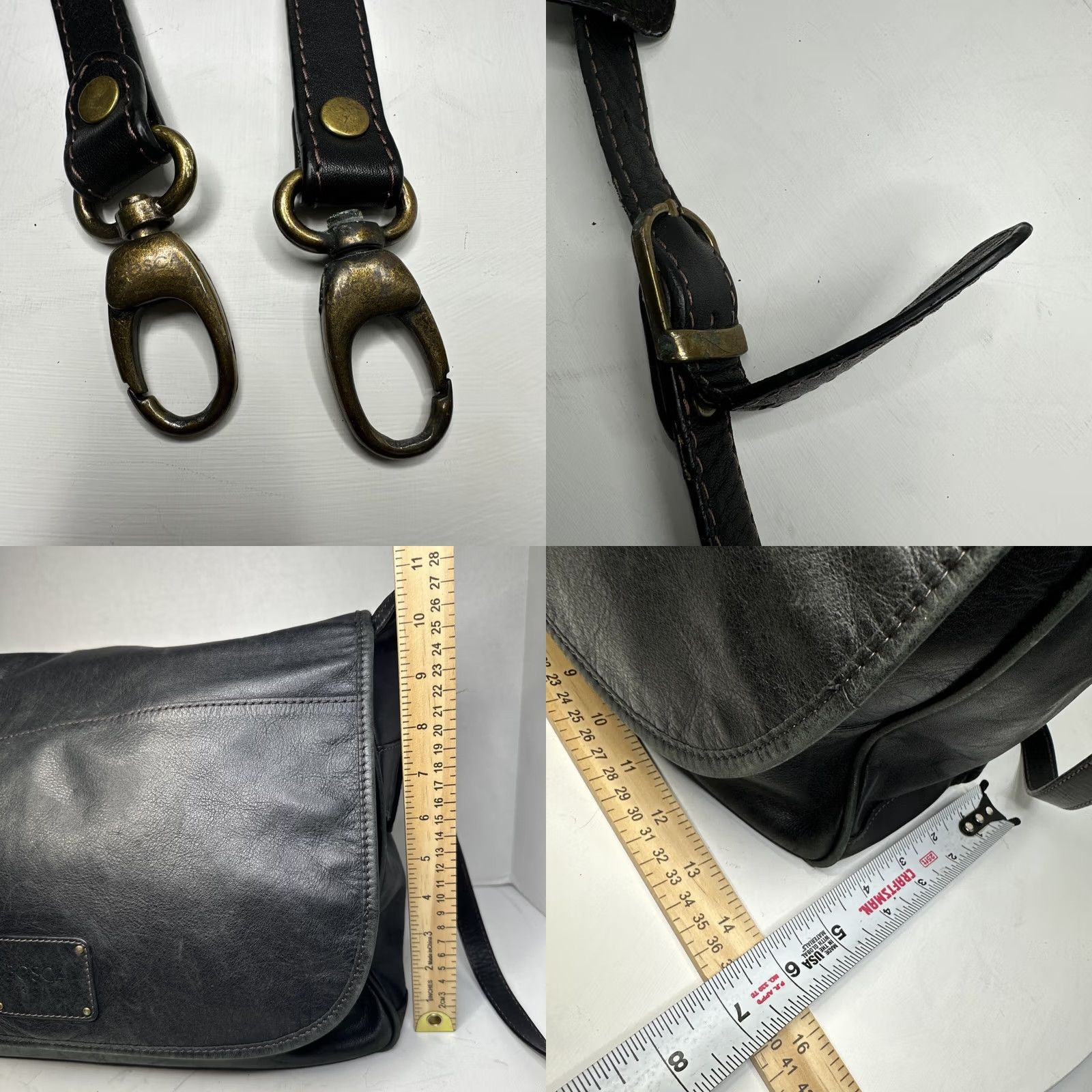 Bosca VINTAGE Bosca Leather Messenger Laptop Bag Black W/ Shoulder Strap Crossbody Size ONE SIZE - 11 Thumbnail