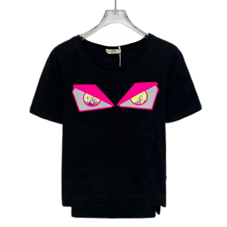 Fendi Black Monster Eyes Cotton Tshirt