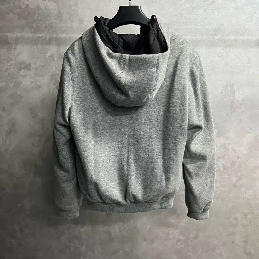 Prada prada gray logo zip-up hooded jacket Size US L / EU 52-54 / 3 - 2 Thumbnail