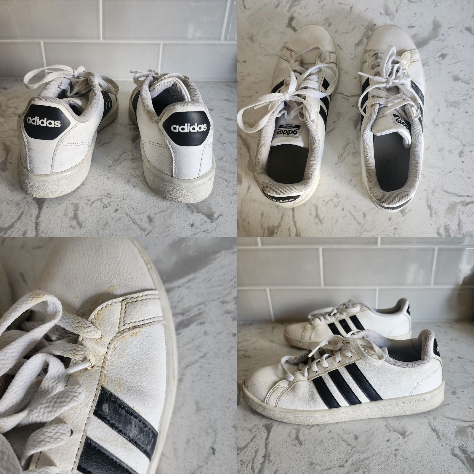Adidas Adidas Men Cloudform White With Black Stripes Lace Up Size 8.5 Memory Foam USED Size US 9 / EU 42 - 8 Thumbnail