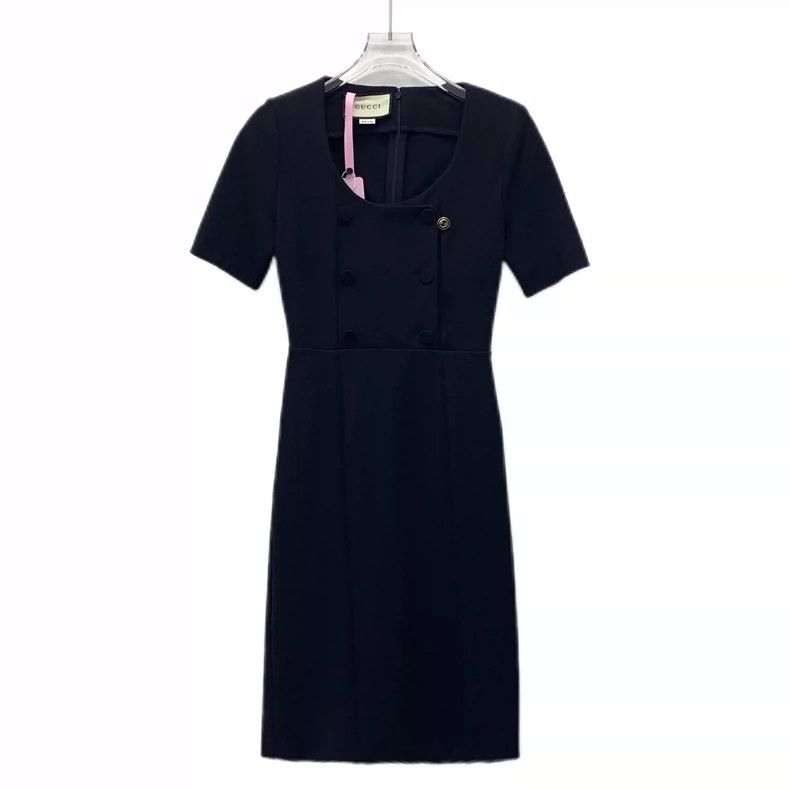 Gucci Gucci Black double-breasted round-neck short-sleeved dress Size XS / US 0-2 / IT 36-38 - 1 Thumbnail