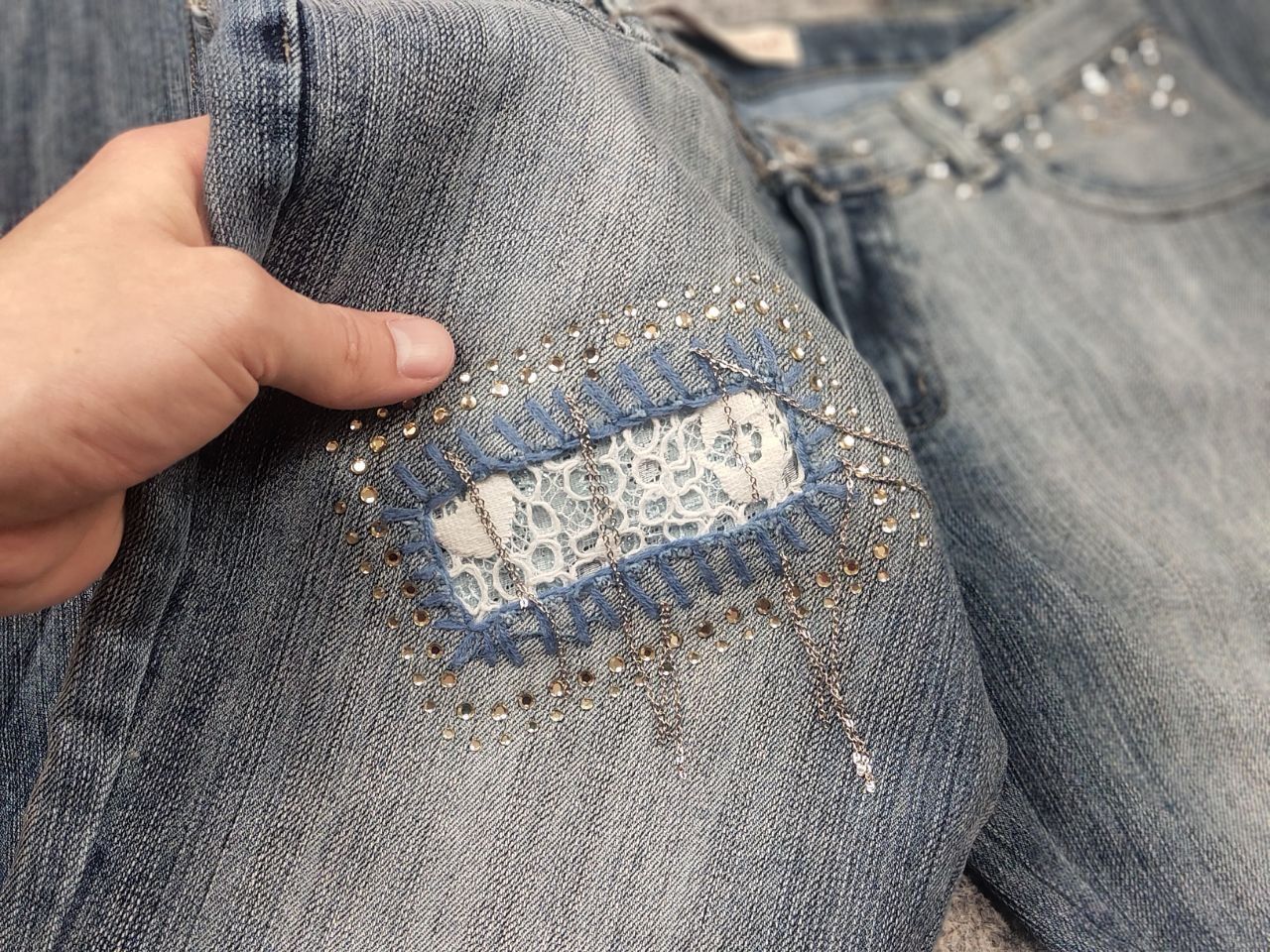 If Six Was Nine Rosa & Rose vintage Y2K Style Faded denim Flared Jeans LGB Size 28" / US 6 / IT 42 - 13 Thumbnail