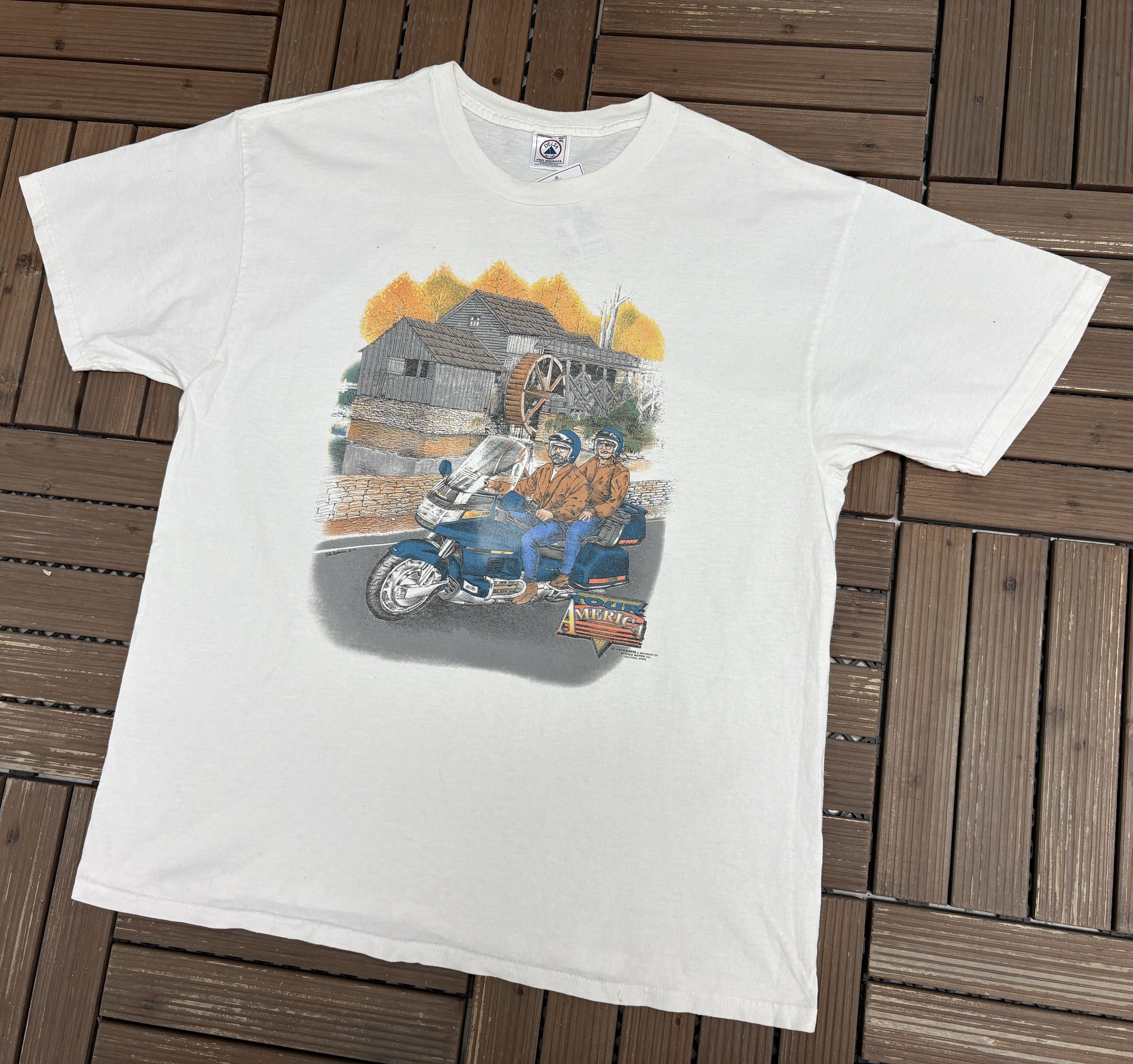 Vintage Motorcycle Biker Tour America 1995 Vintage T-Shirt Tee Size US XL / EU 56 / 4 - 4 Thumbnail