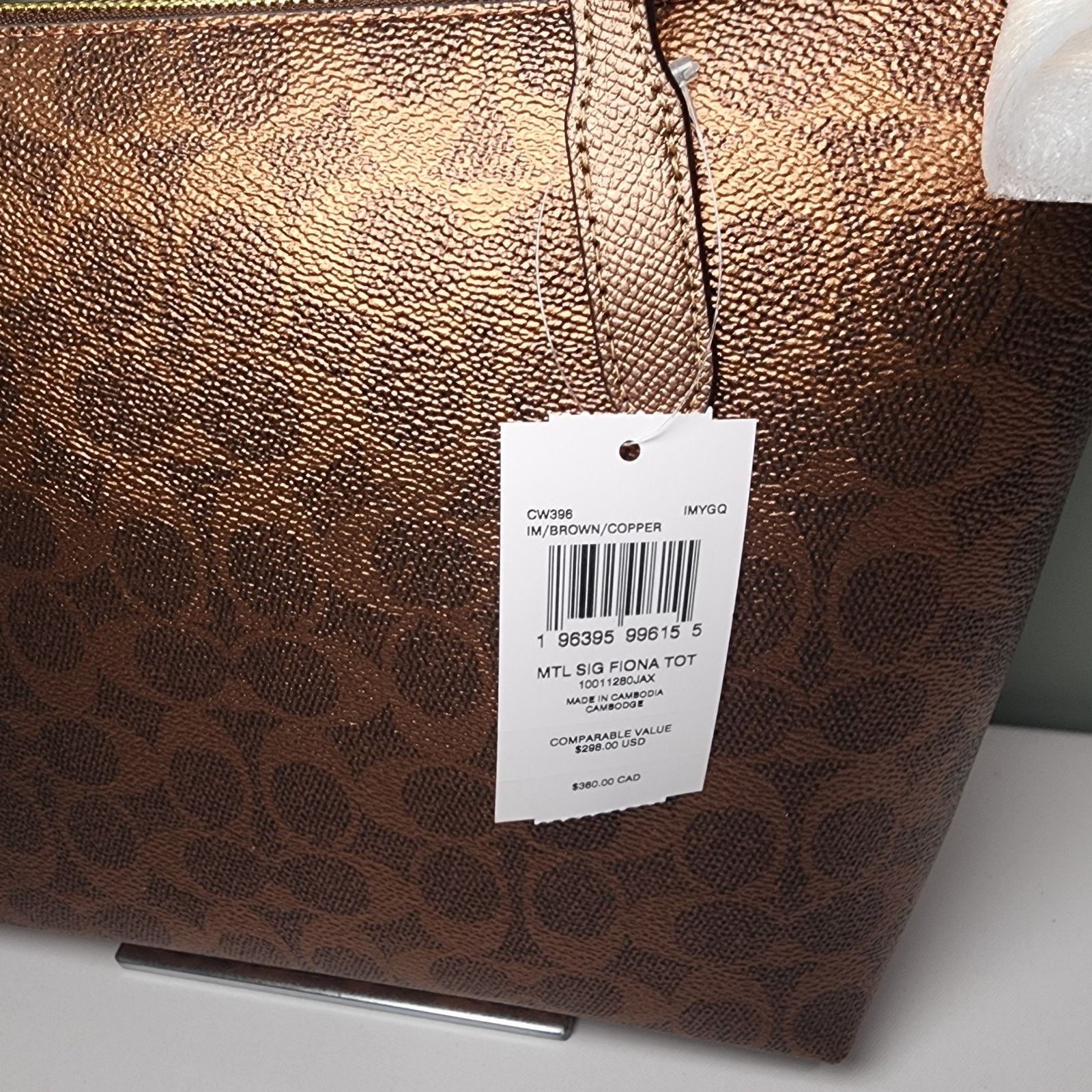 Coach NWT COACH CW396 FIONA ZIP TOTE SIGNATURE GOLD BROWN COPPER Size ONE SIZE - 5 Thumbnail