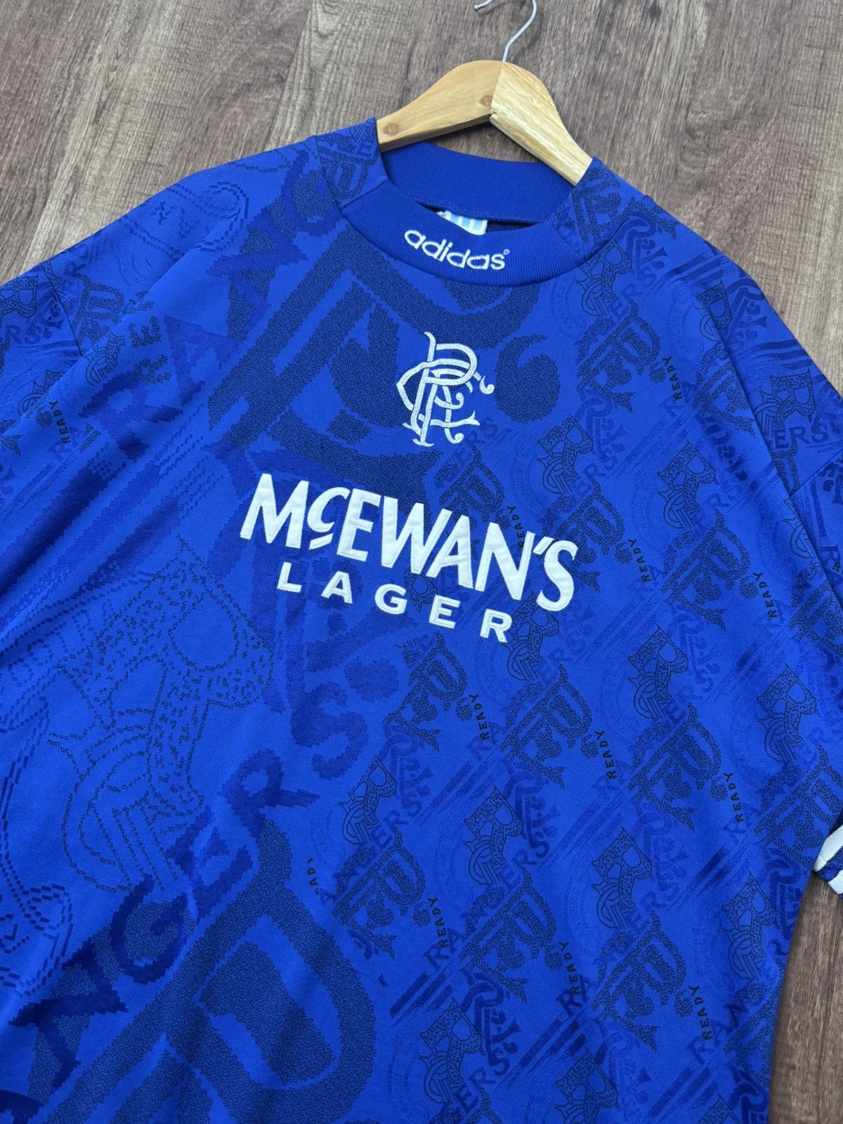 VINTAGE RARE ADIDAS RANGERS 94-96 HOME FOOTBALL JERSEY