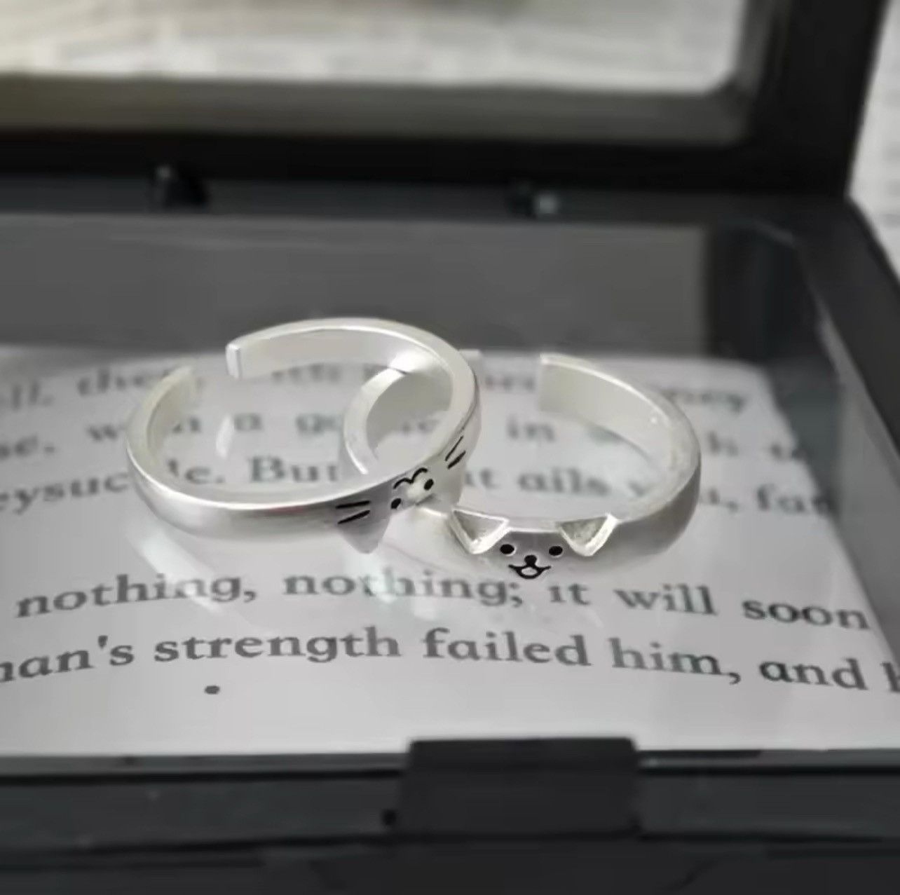 Other 2pcs Cute Cat Dog Animal Couple Ring Size ONE SIZE - 1 Thumbnail