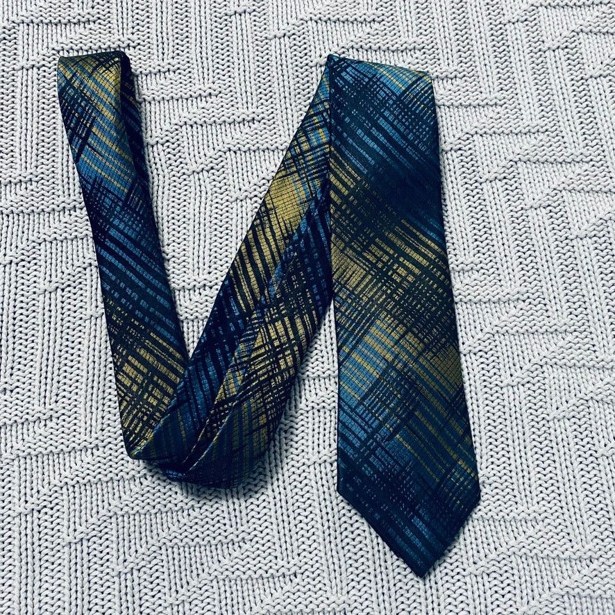 Vintage Vintage Ohrbach's blue and green abstract plaid silk tie Size ONE SIZE - 1 Thumbnail
