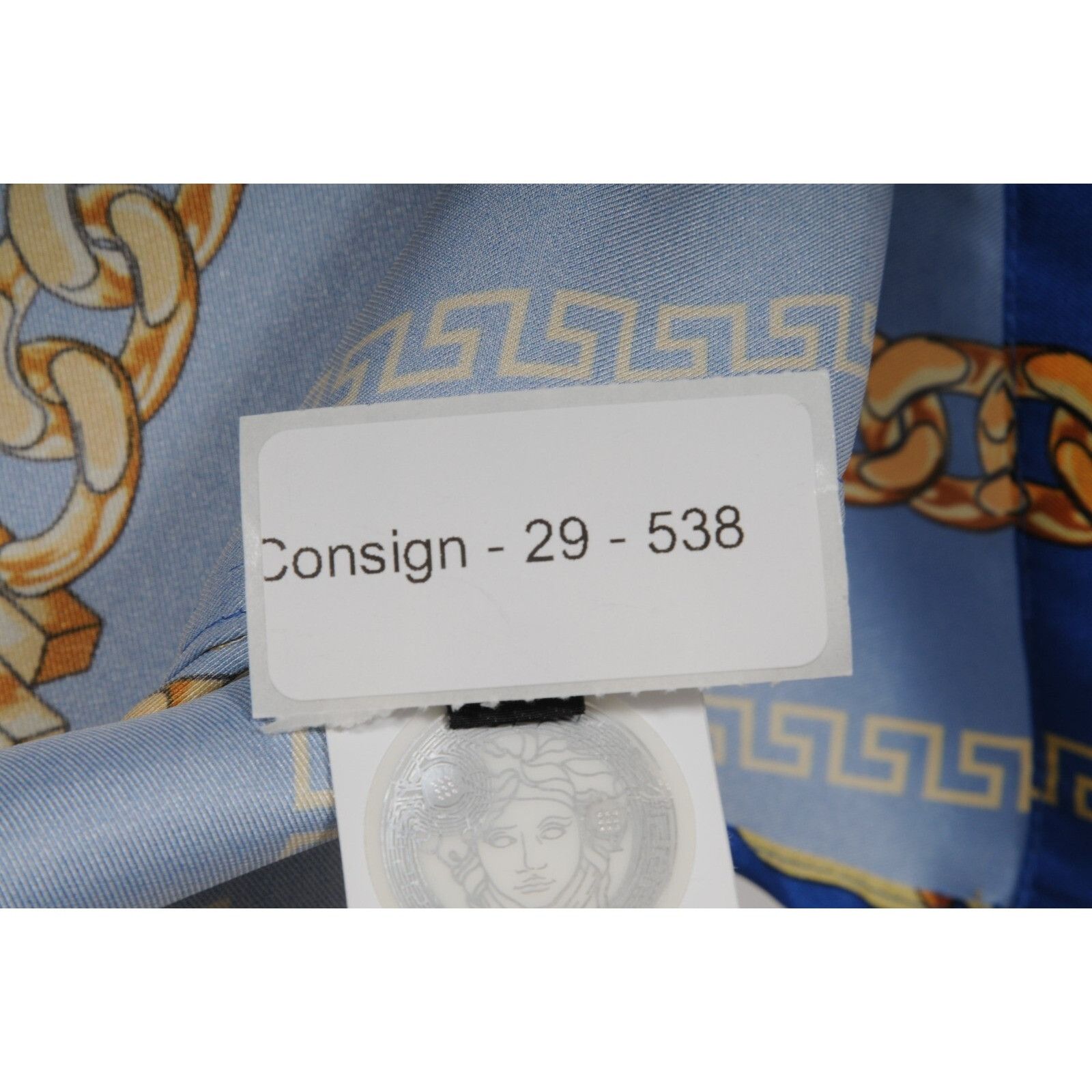 Versace Chain Link Bowling Shirt IT 48 Blue Gold Size US M / EU 48-50 / 2 - 10 Thumbnail