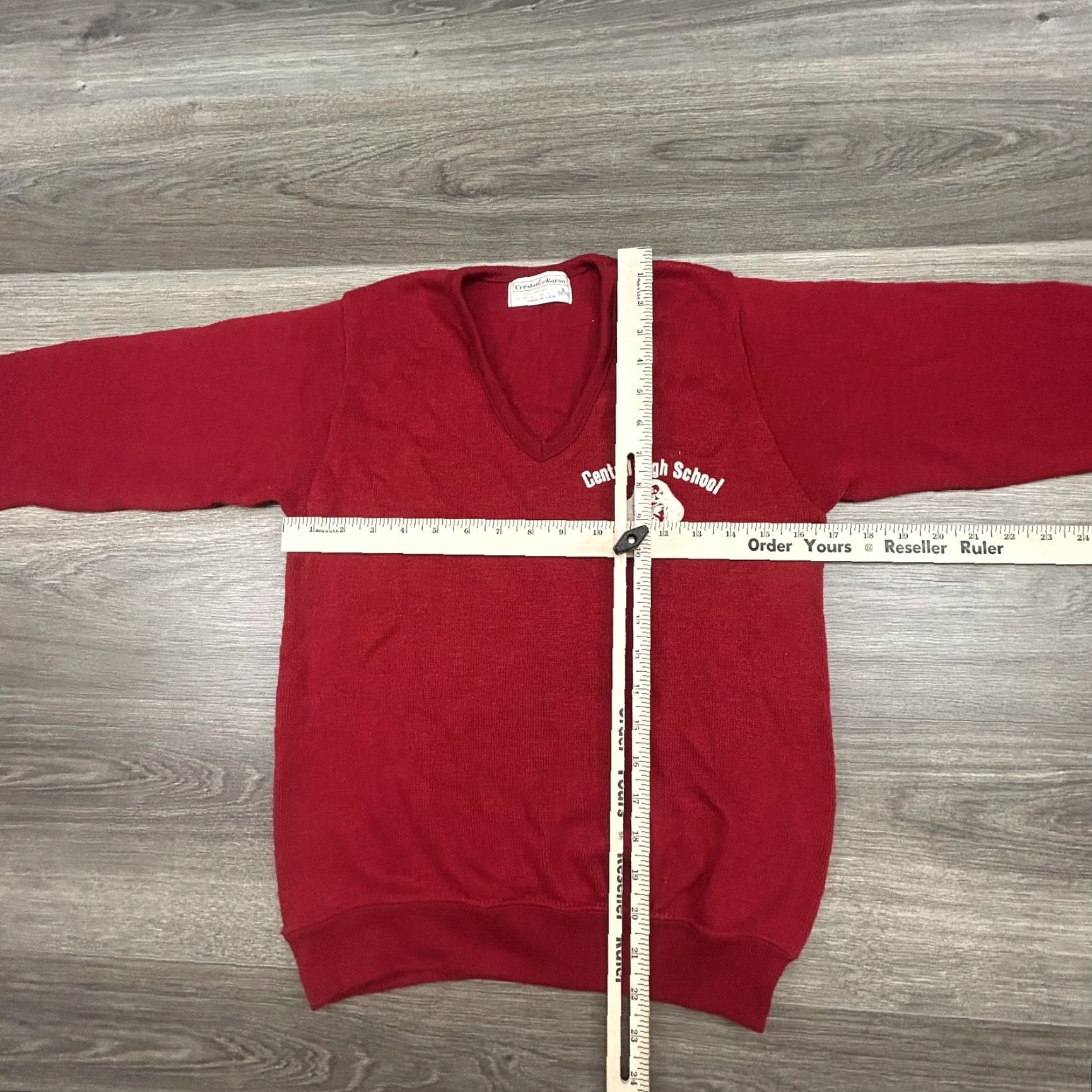 Vintage VINTAGE Central High School Pirates Sweater Mens Small Red V-Neck Creslan/Rayon Knit Pullover Size US S / EU 44-46 / 1 - 5 Thumbnail