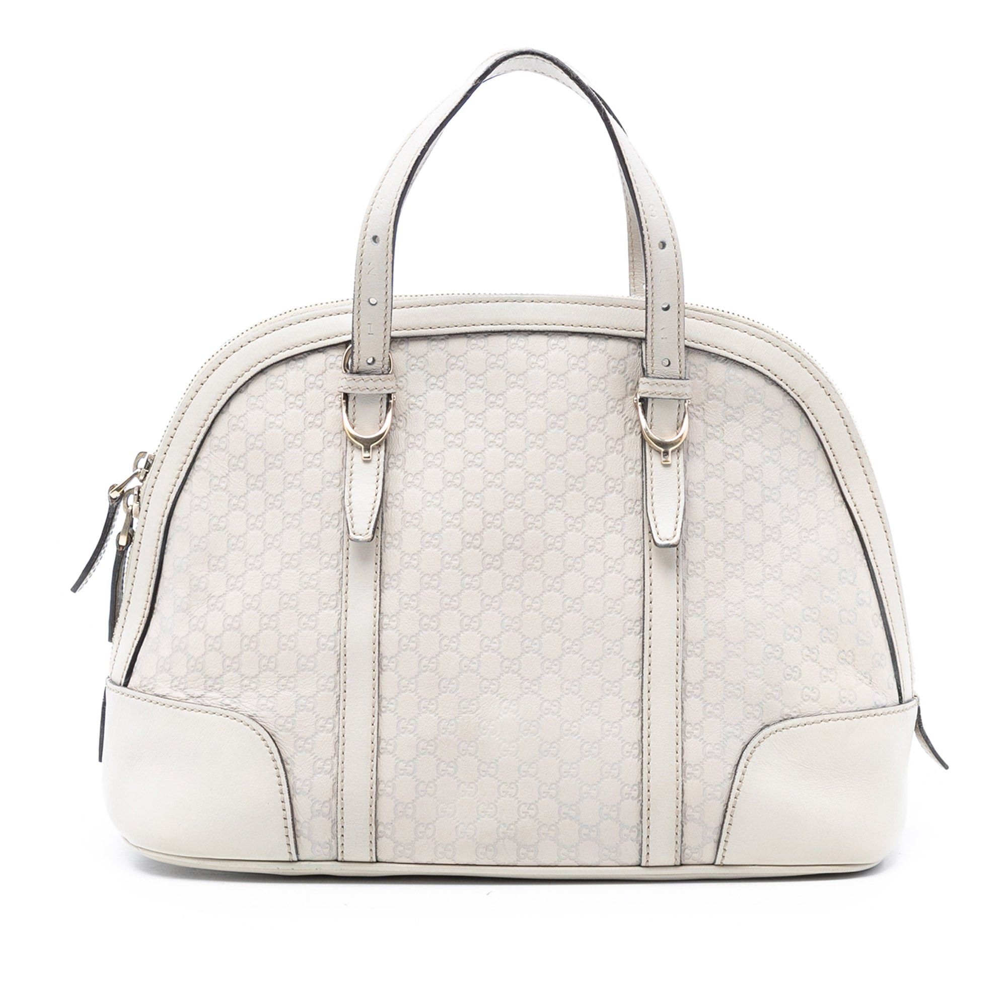 Medium MicroGuccissima Nice Dome Satchel in White, Women's