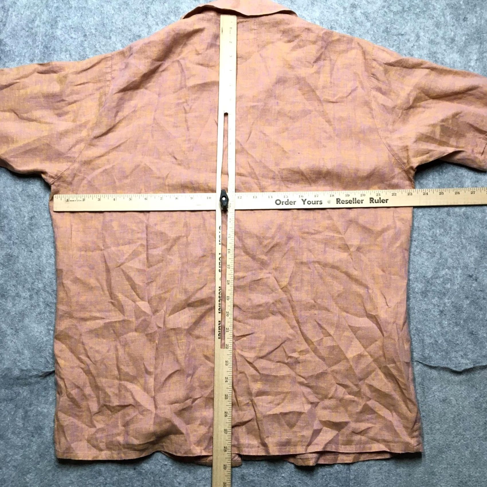 FLAX VINTAGE FLAX by Jeanne Engelhart Shirt Mens Small Orange Linen Short Sleeve Button-Up Collared Size US S / EU 44-46 / 1 - 7 Thumbnail