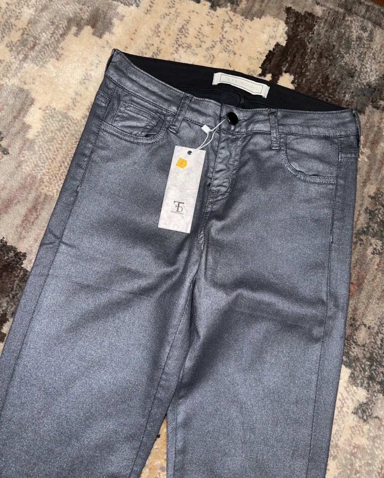 Other 75Faubourg gunmetal silver wax coated denim high waist jeans Size 26" / US 2 / IT 38 - 1 Thumbnail