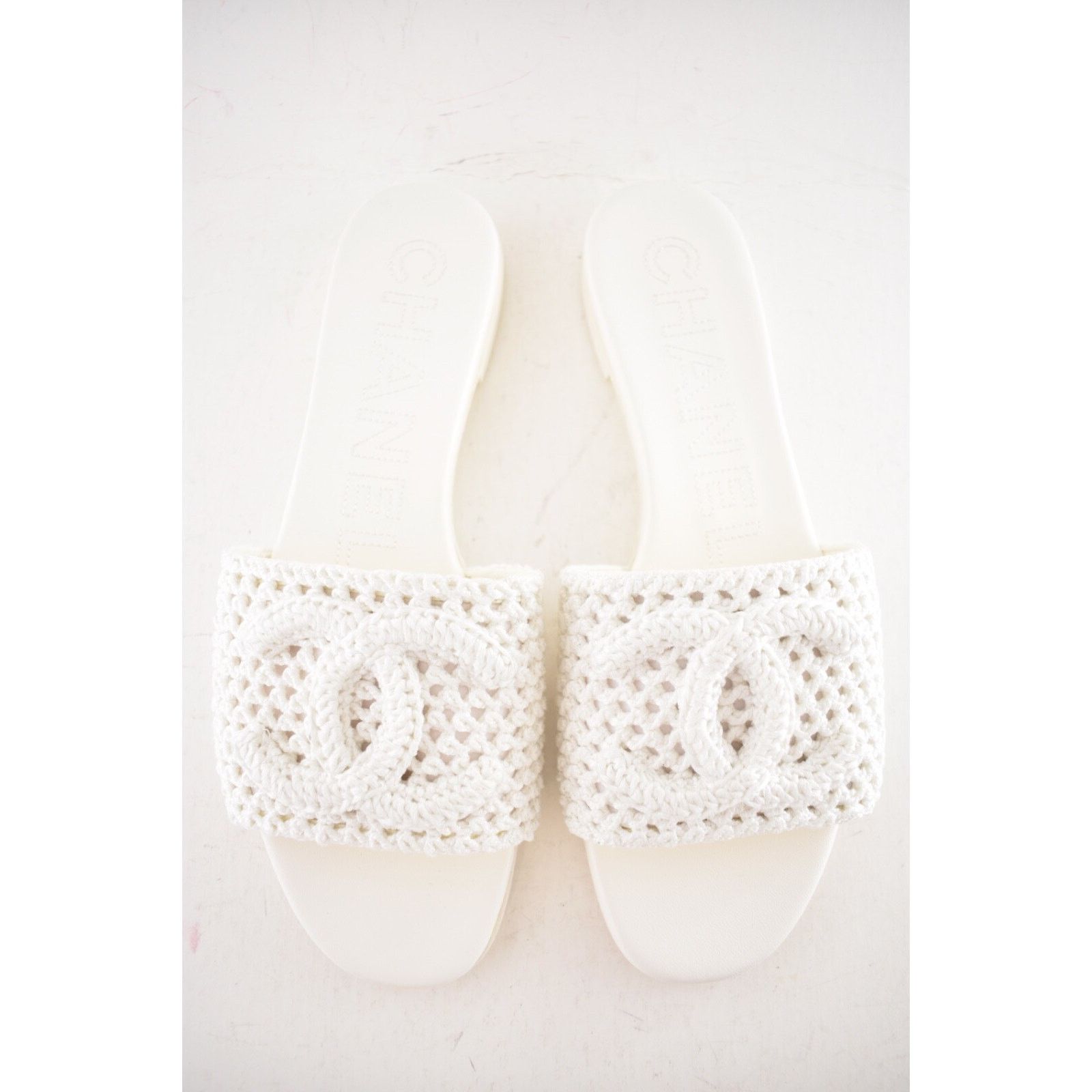 Chanel Chanel 24M White Crochet Knit Coco Beach CC Logo Mule Size US 11 / IT 41 - 9 Thumbnail