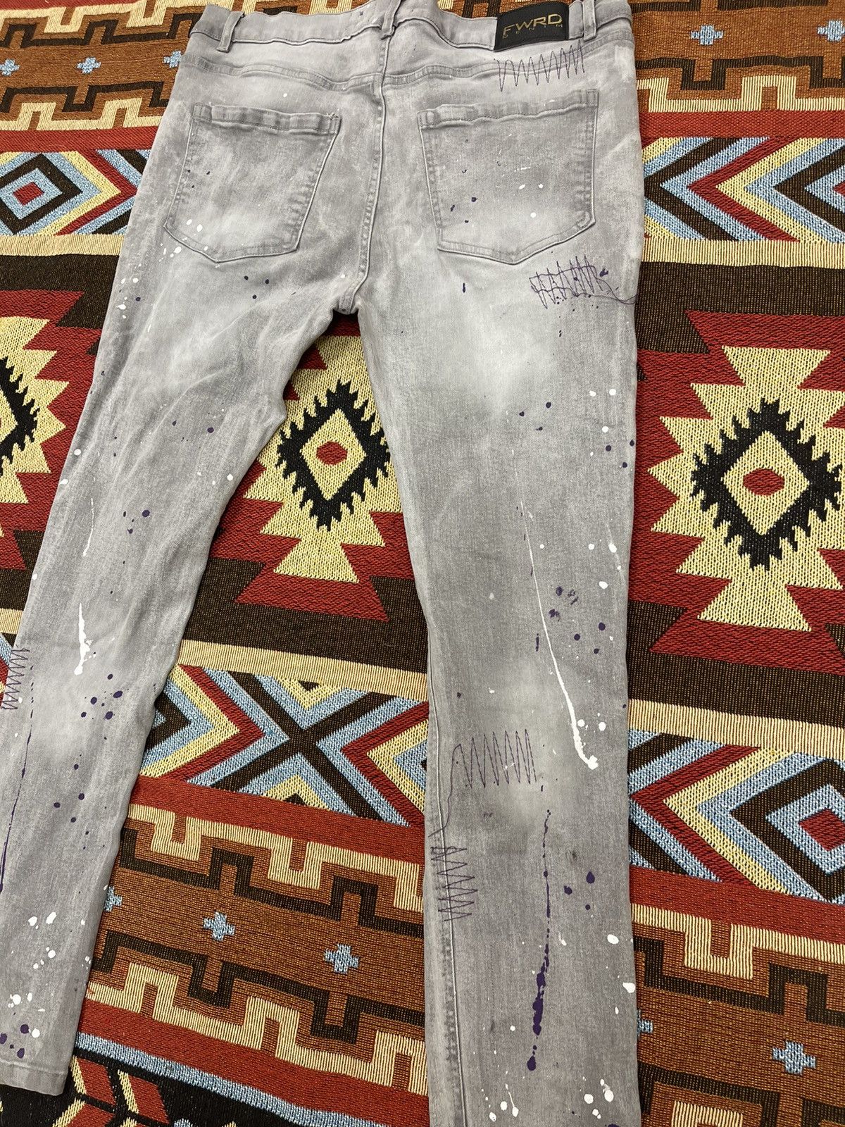 Designer Y2K FWRD DENIM PAINT SPLASH JEANS Size US 40 / EU 56 - 5 Thumbnail